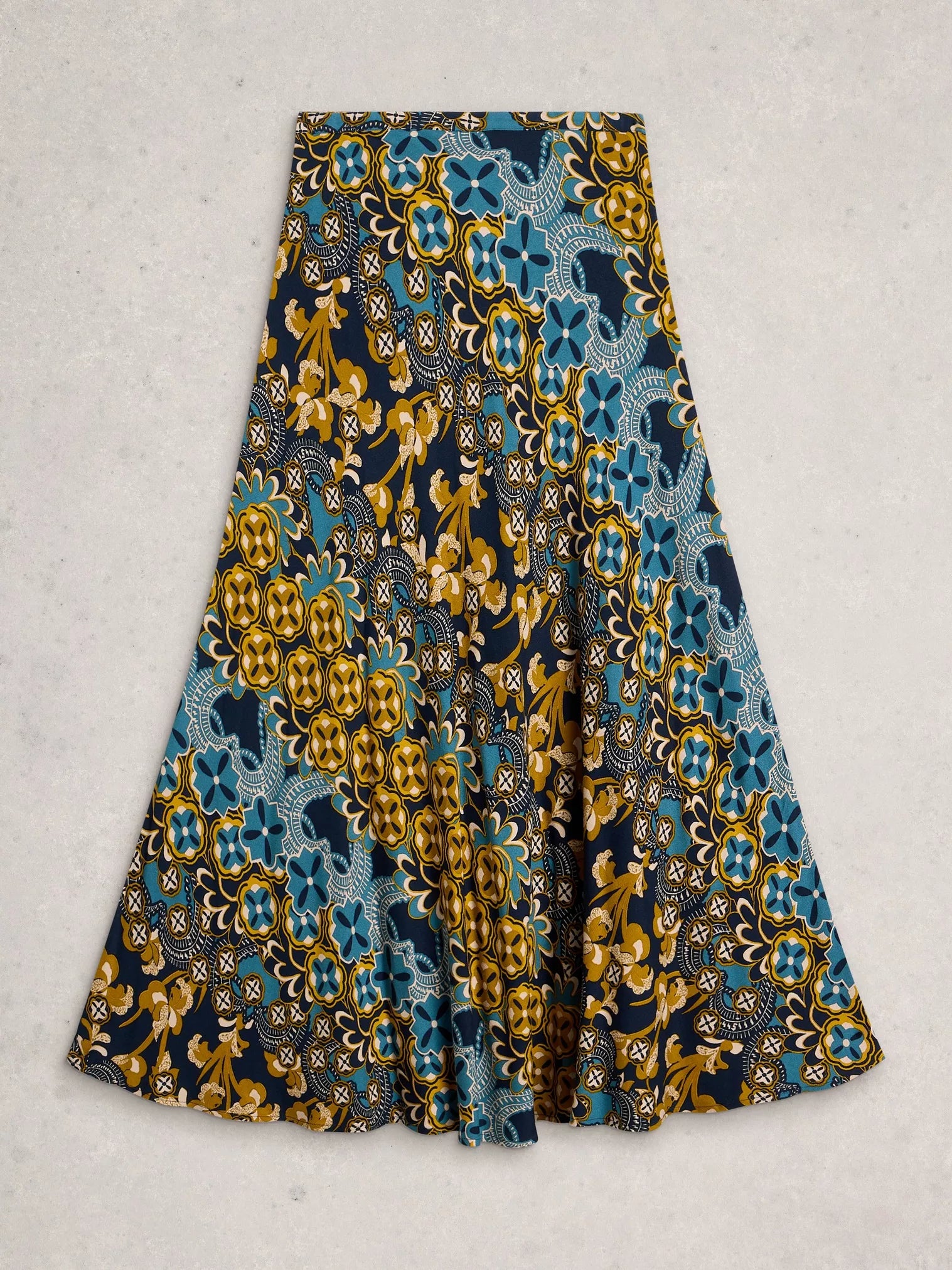 White Stuff Hope Bias Cut Maxi Skirt Navy Multi