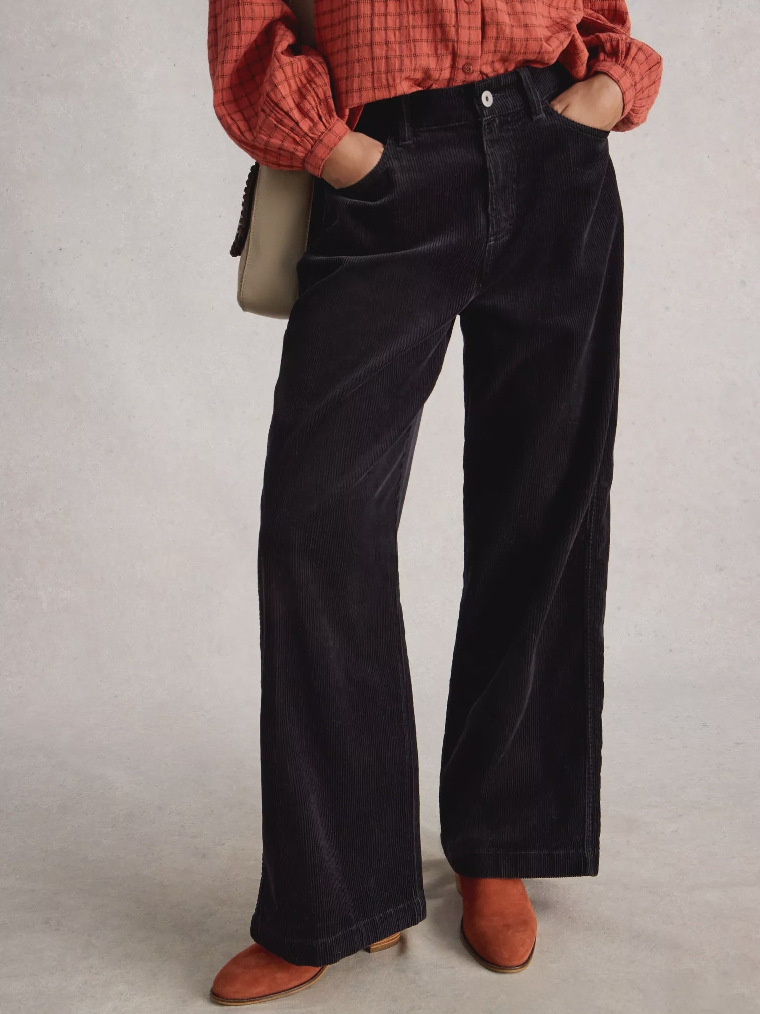 White Stuff Tia Velvet Wide Leg Crop Pure Black