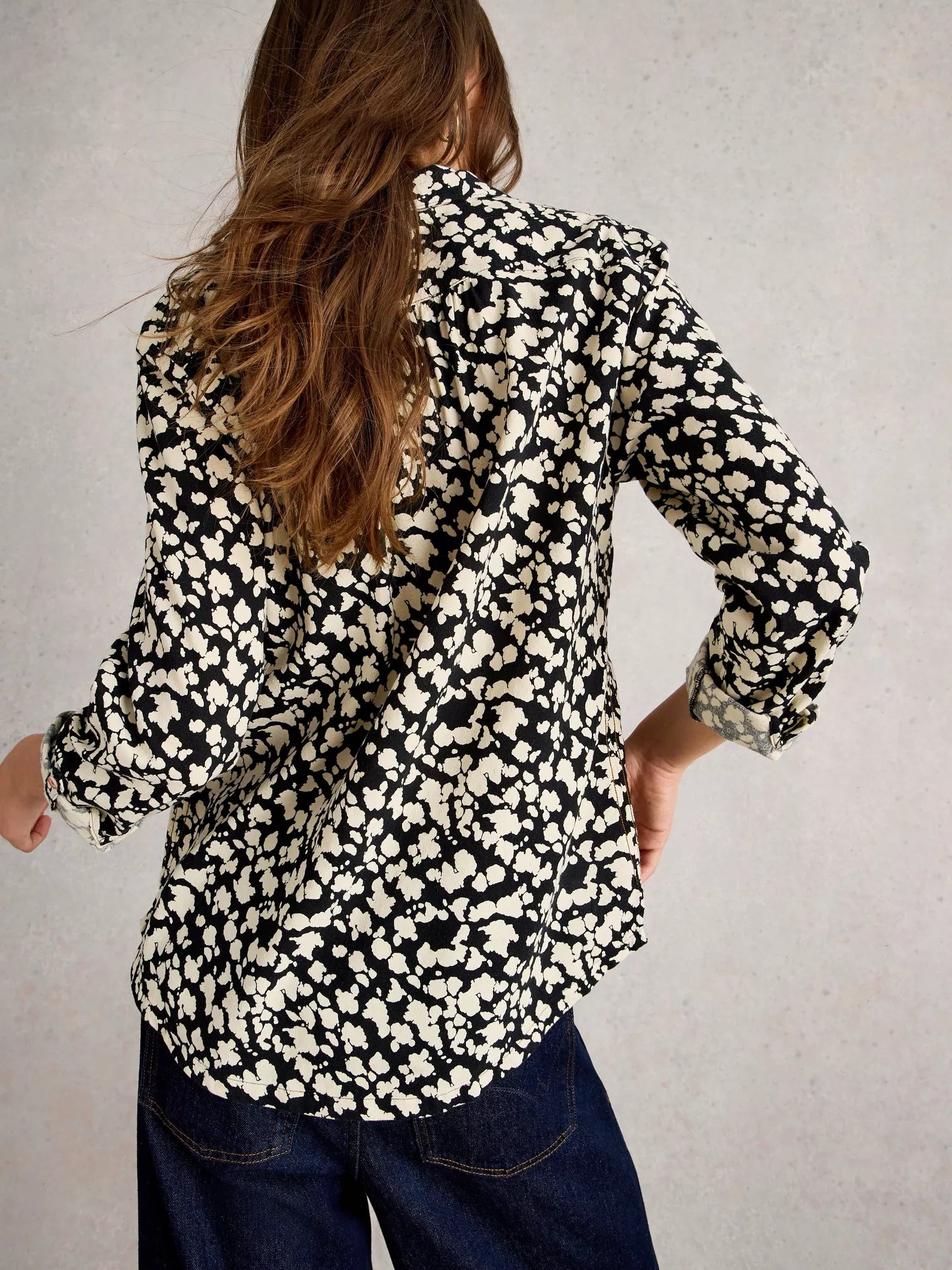 White Stuff Sophie Printed Shirt Black Print