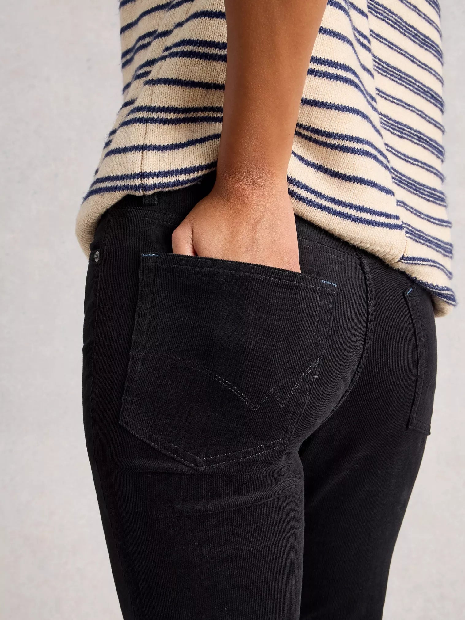 White Stuff Brooke Cord Straight Trouser Charcoal Grey