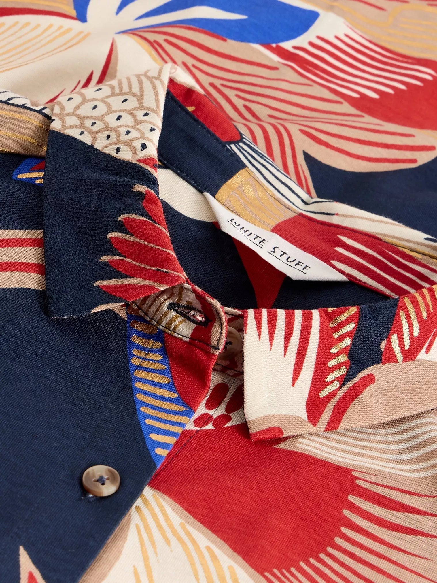 White Stuff Rua Jersey Shirt Dress Red Multi