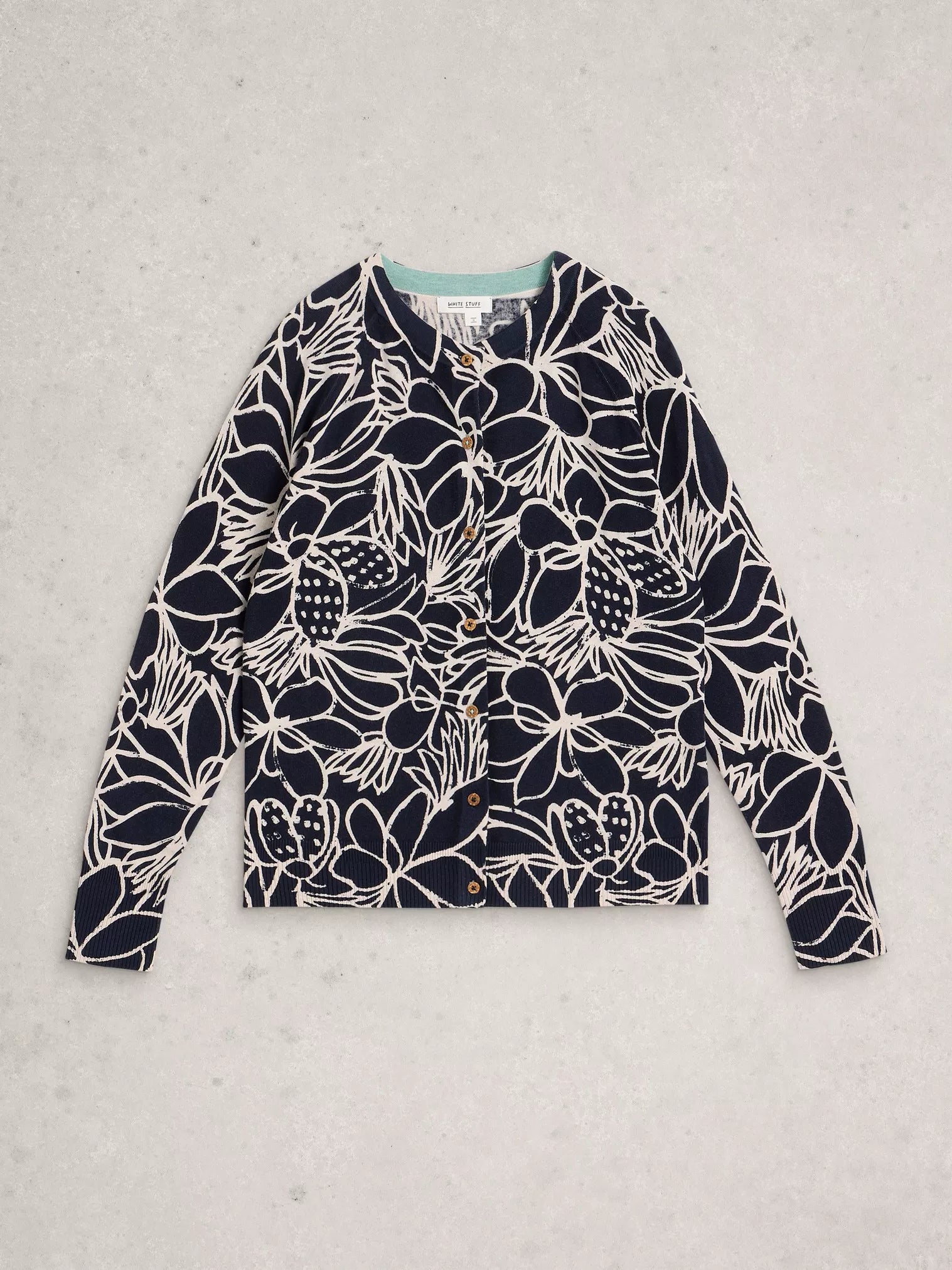 White Stuff Lulu Print Cardi Navy Multi