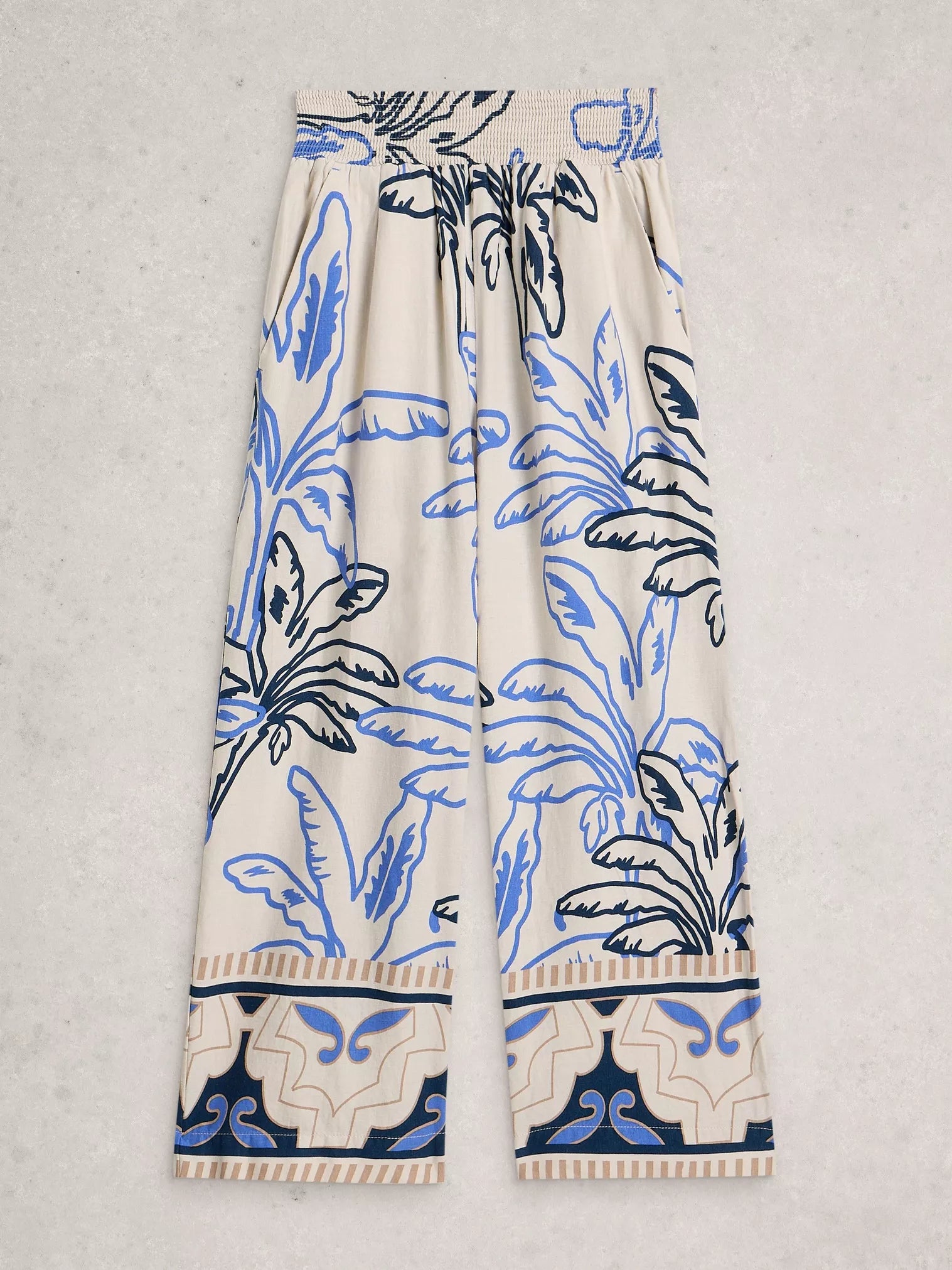 White Stuff Shelly Linen Blend Culotte Ivory Print