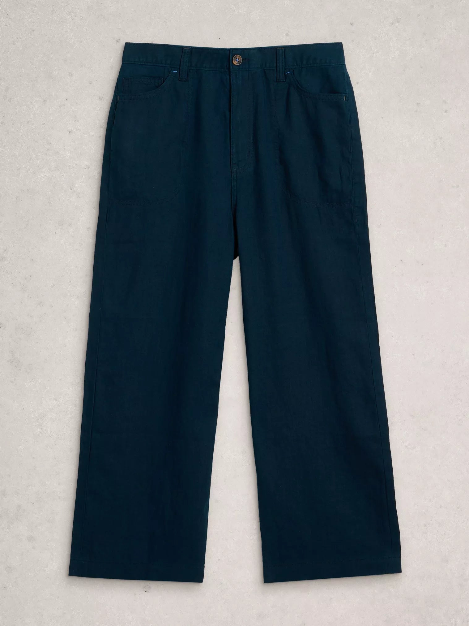 White Stuff Tia Linen Wide Leg Crop Dark Navy
