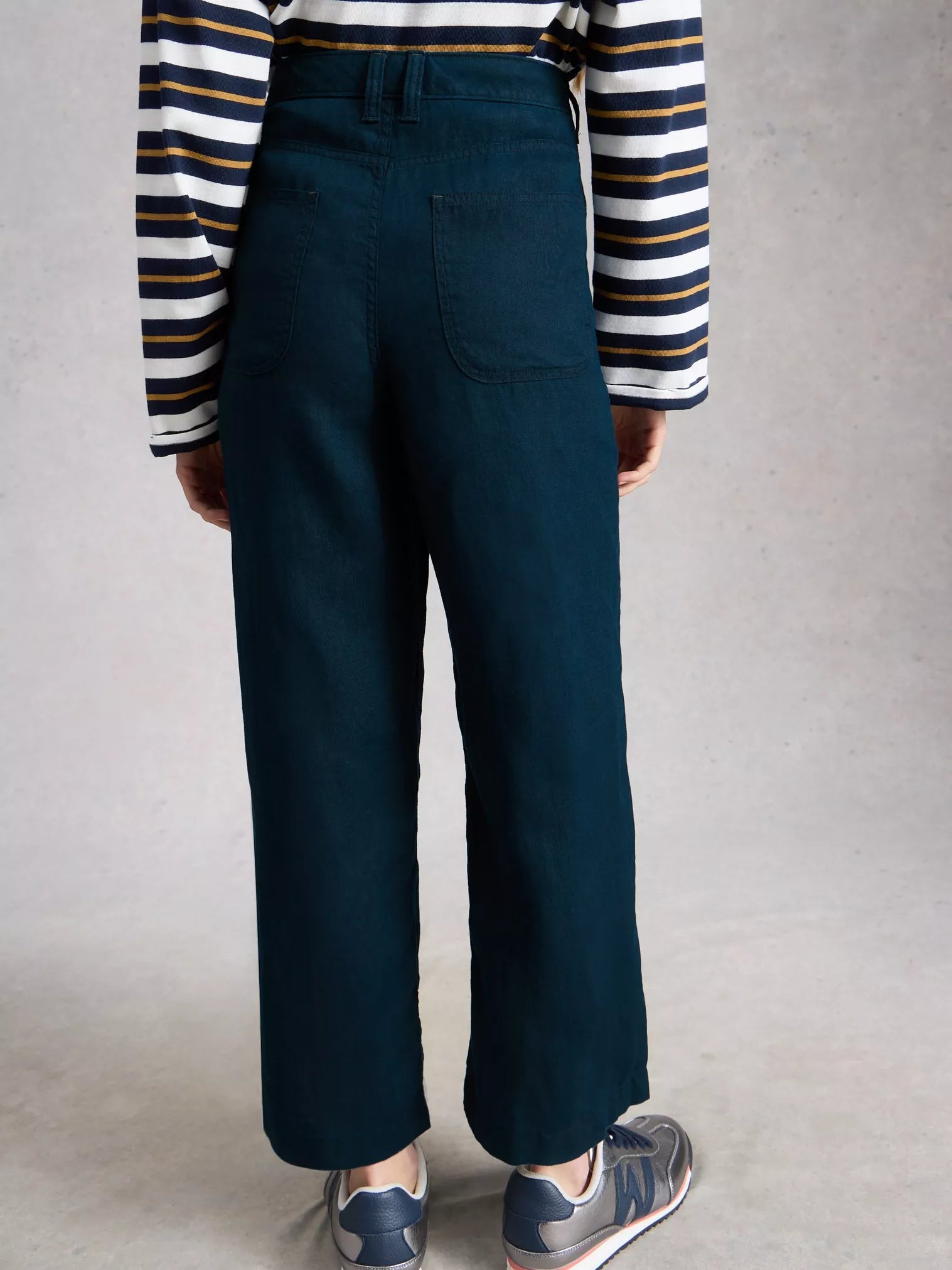 White Stuff Tia Linen Wide Leg Crop Dark Navy