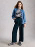 White Stuff Tia Linen Wide Leg Crop Dark Navy