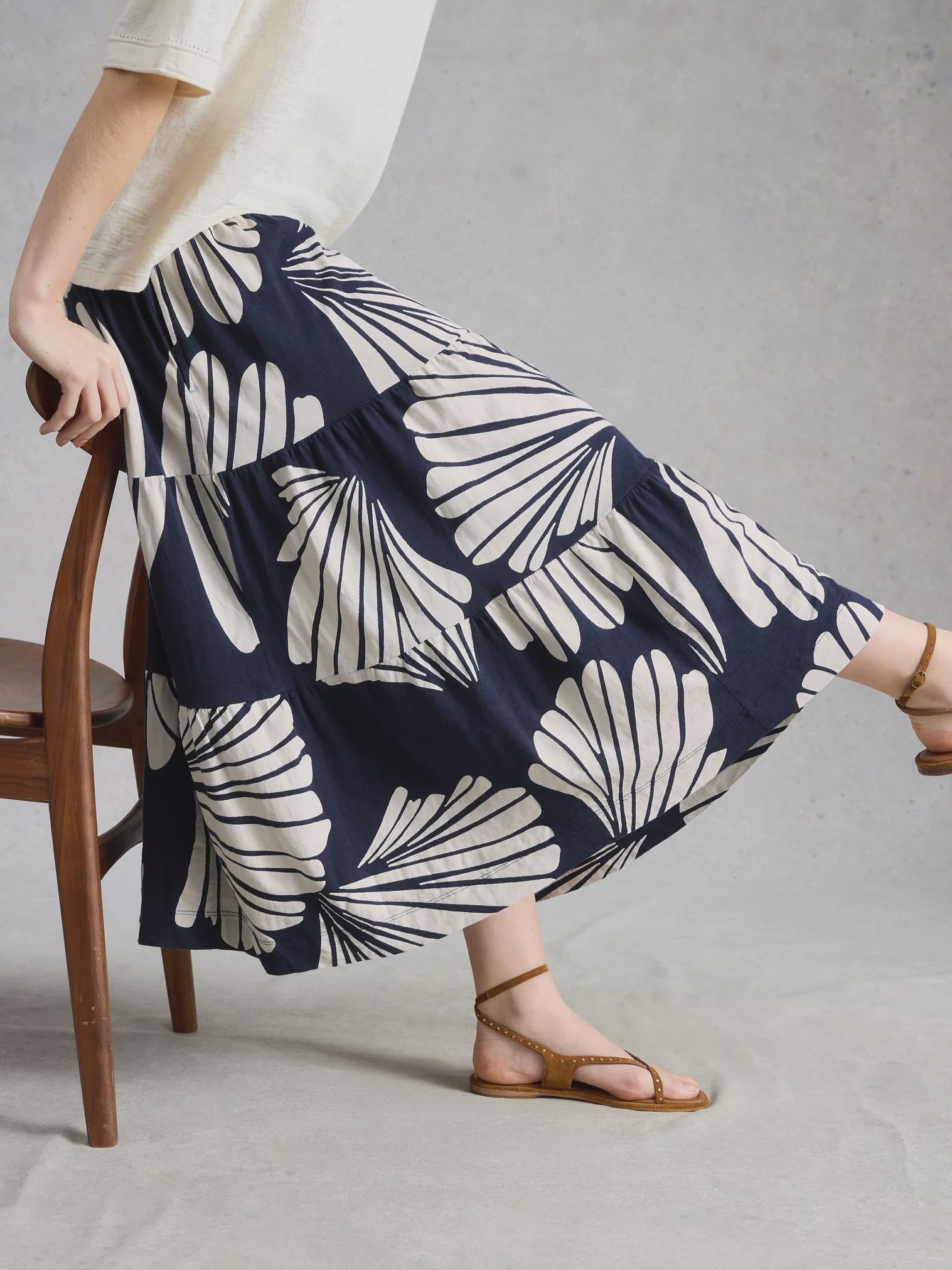 White Stuff Marissa Jersey Maxi Skirt Navy Multi