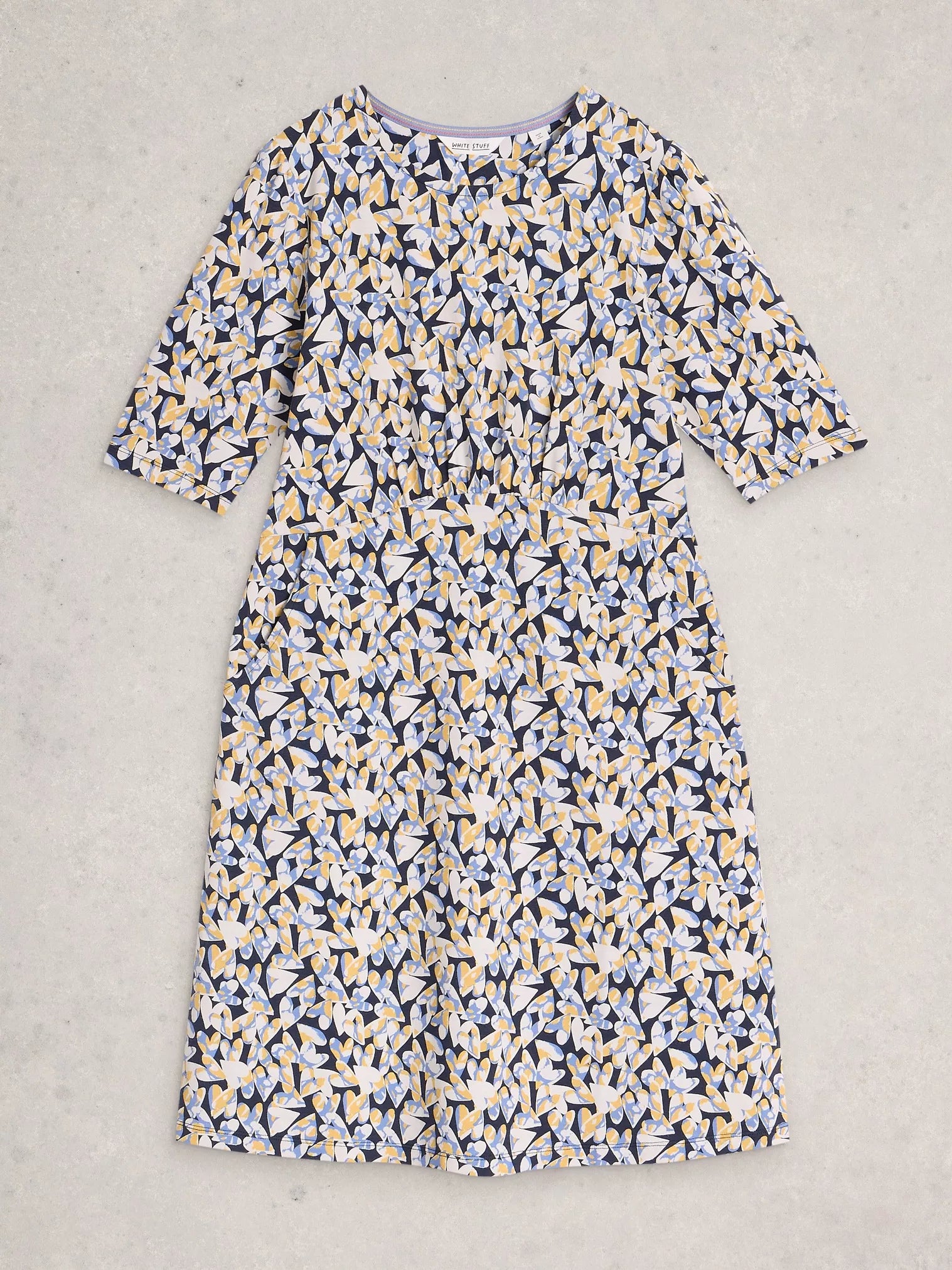 White Stuff Olivia Jersey Dress Blue Print