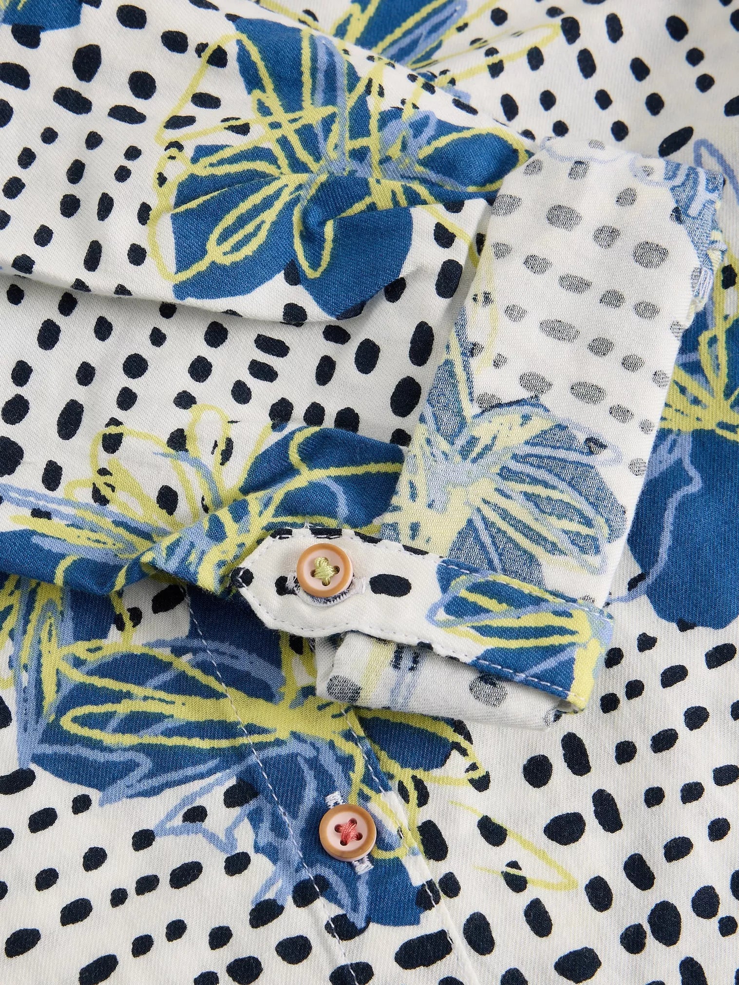 White Stuff Sophie Organic Cotton Shirt Ivory Print