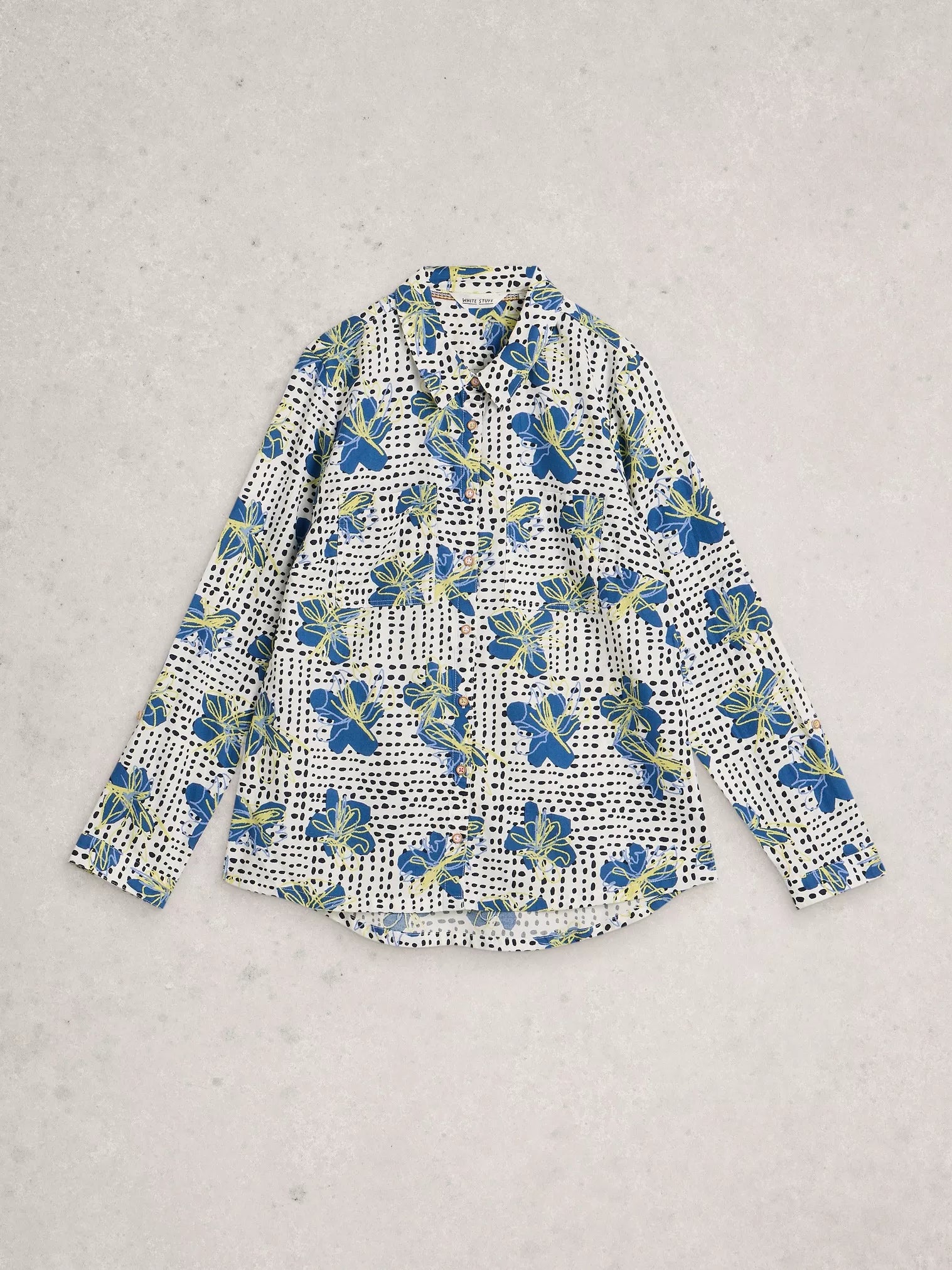 White Stuff Sophie Organic Cotton Shirt Ivory Print