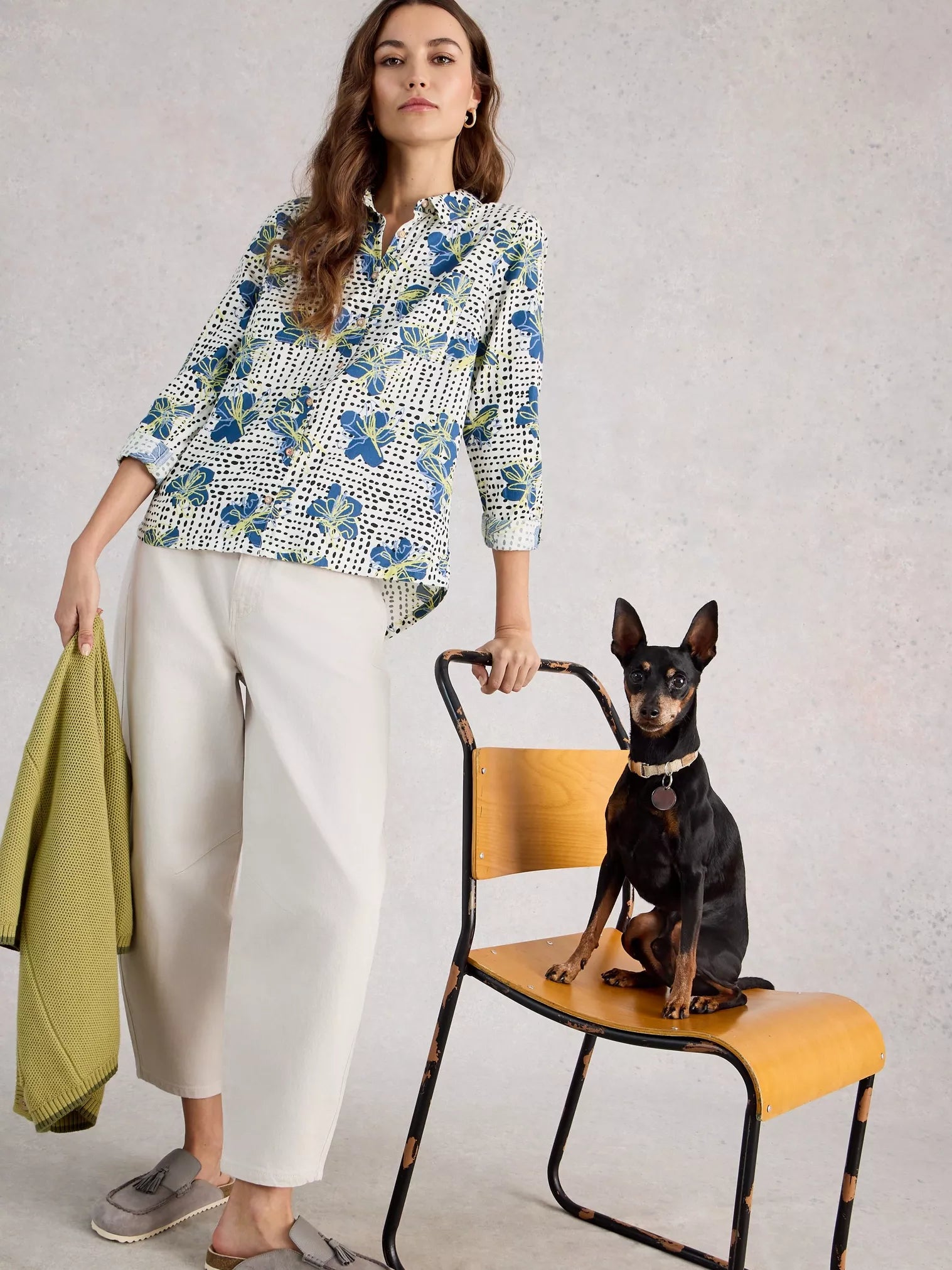 White Stuff Sophie Organic Cotton Shirt Ivory Print