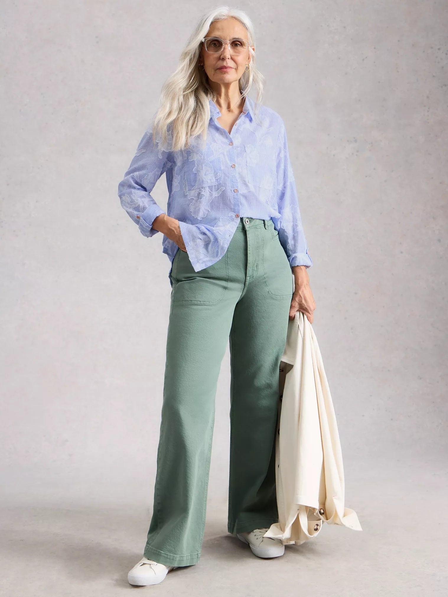 White Stuff Sophie Jacquard Shirt Blue Multi