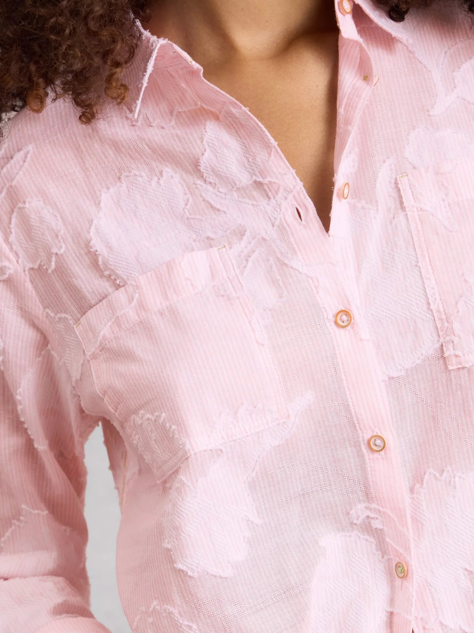 White Stuff Sophie Jacquard Shirt Pink Multi