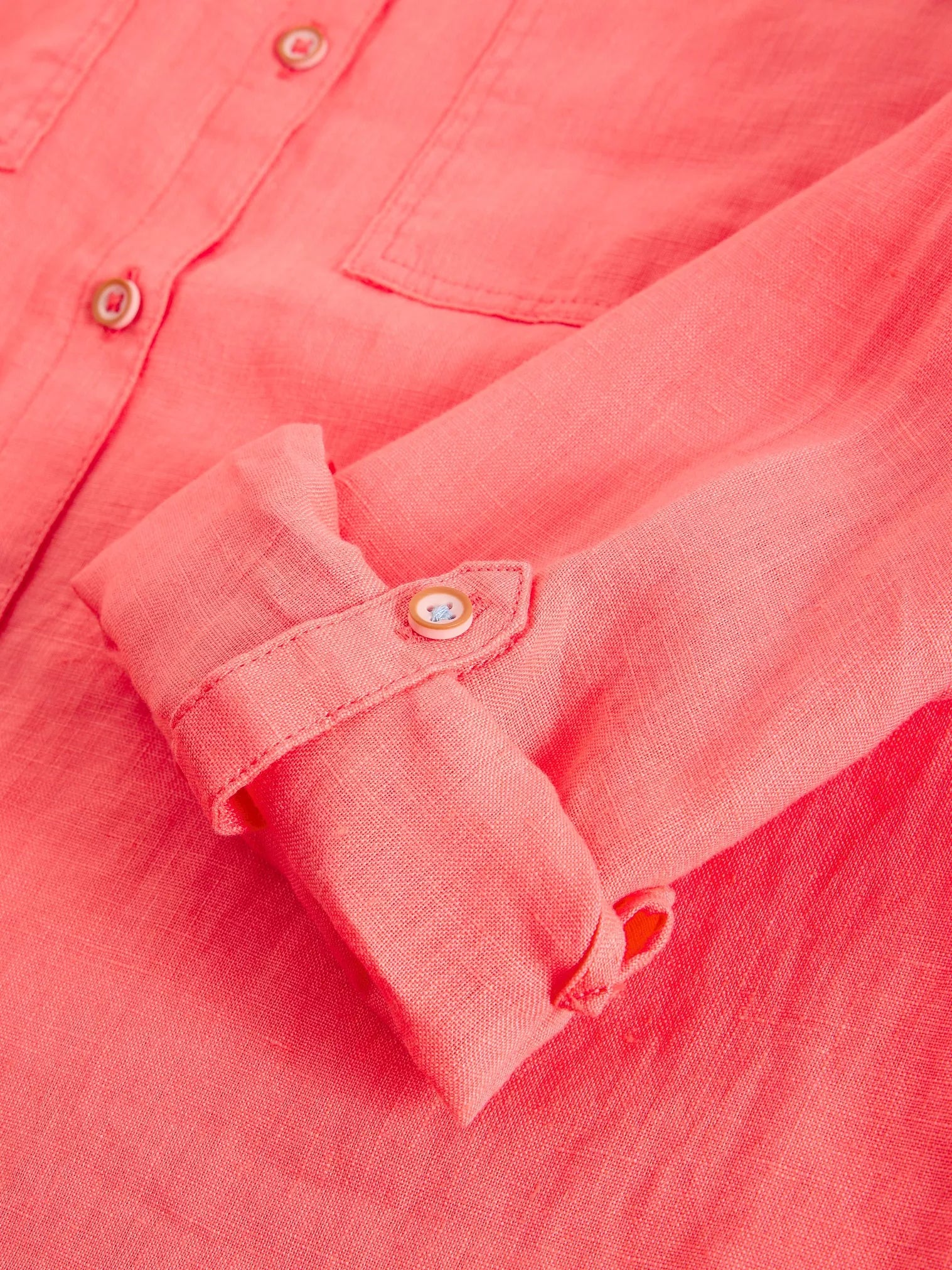 White Stuff Sophie Linen Shirt Mid Coral