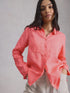 White Stuff Sophie Linen Shirt Mid Coral