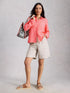 White Stuff Sophie Linen Shirt Mid Coral