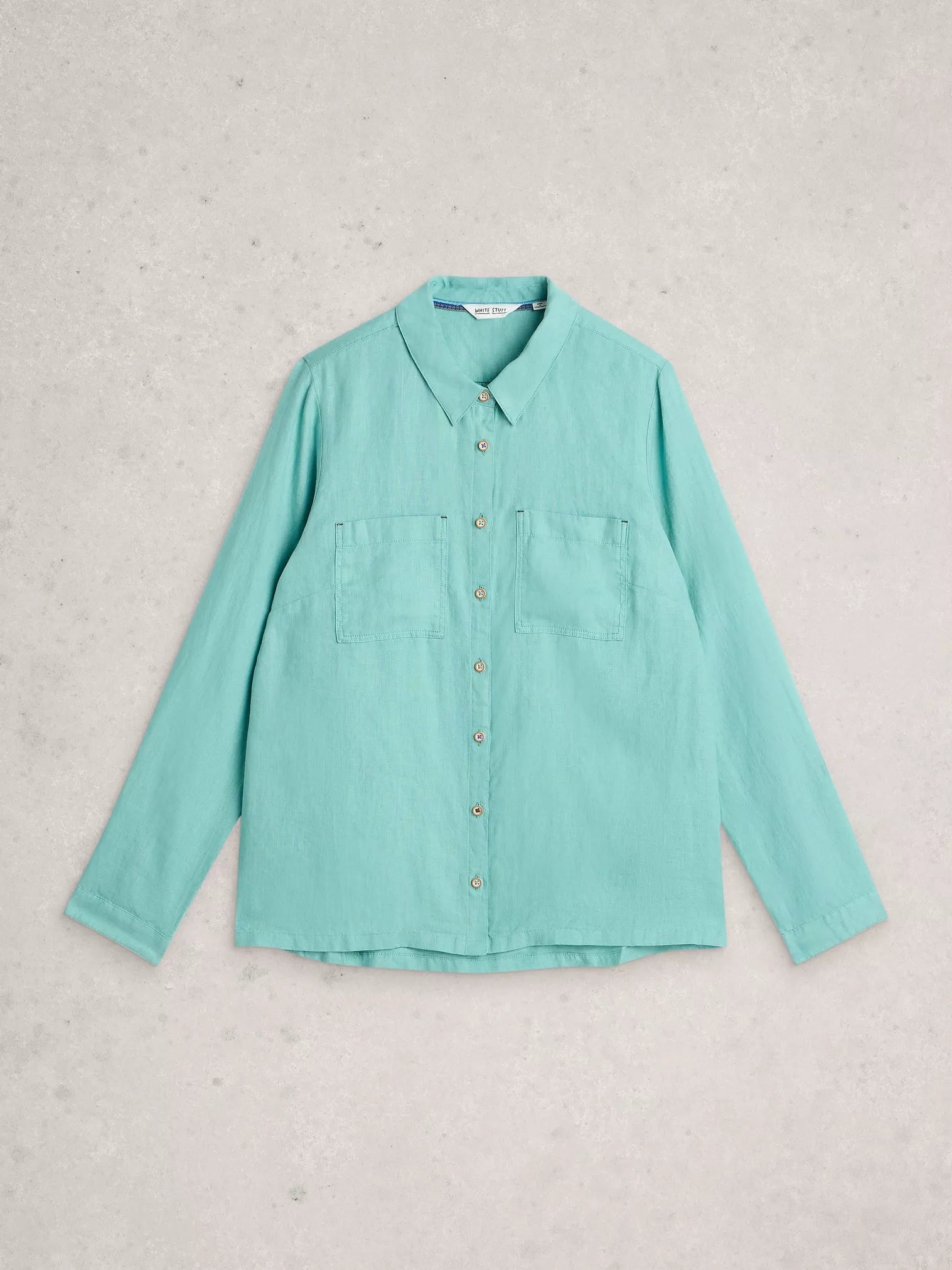 White Stuff Sophie Linen Shirt Mid Teal