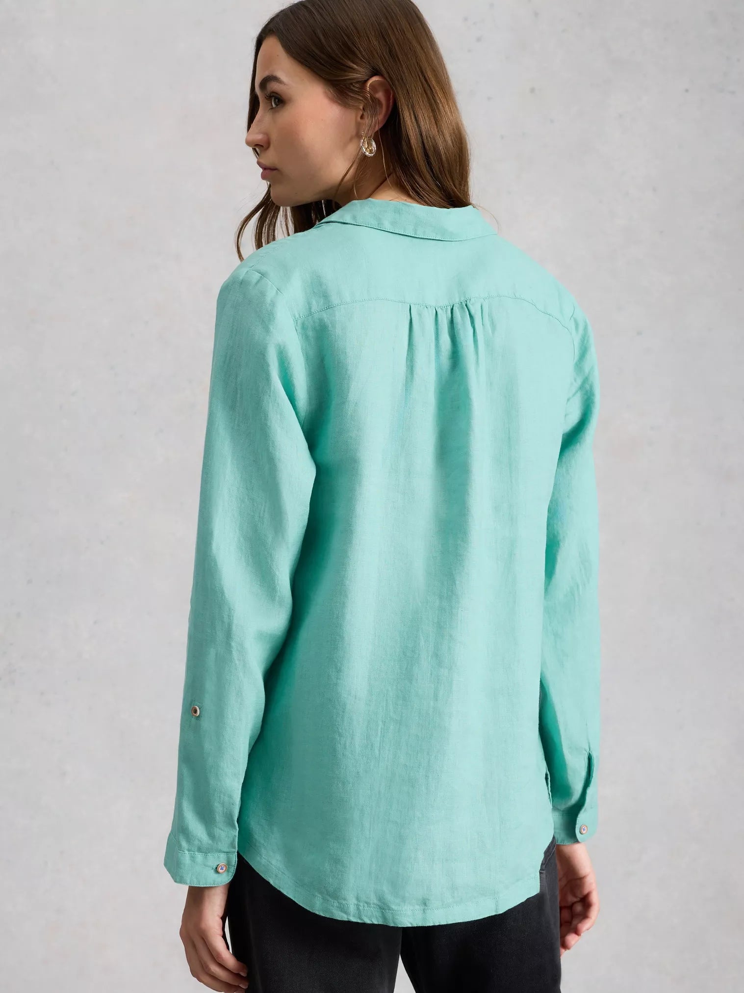 White Stuff Sophie Linen Shirt Mid Teal
