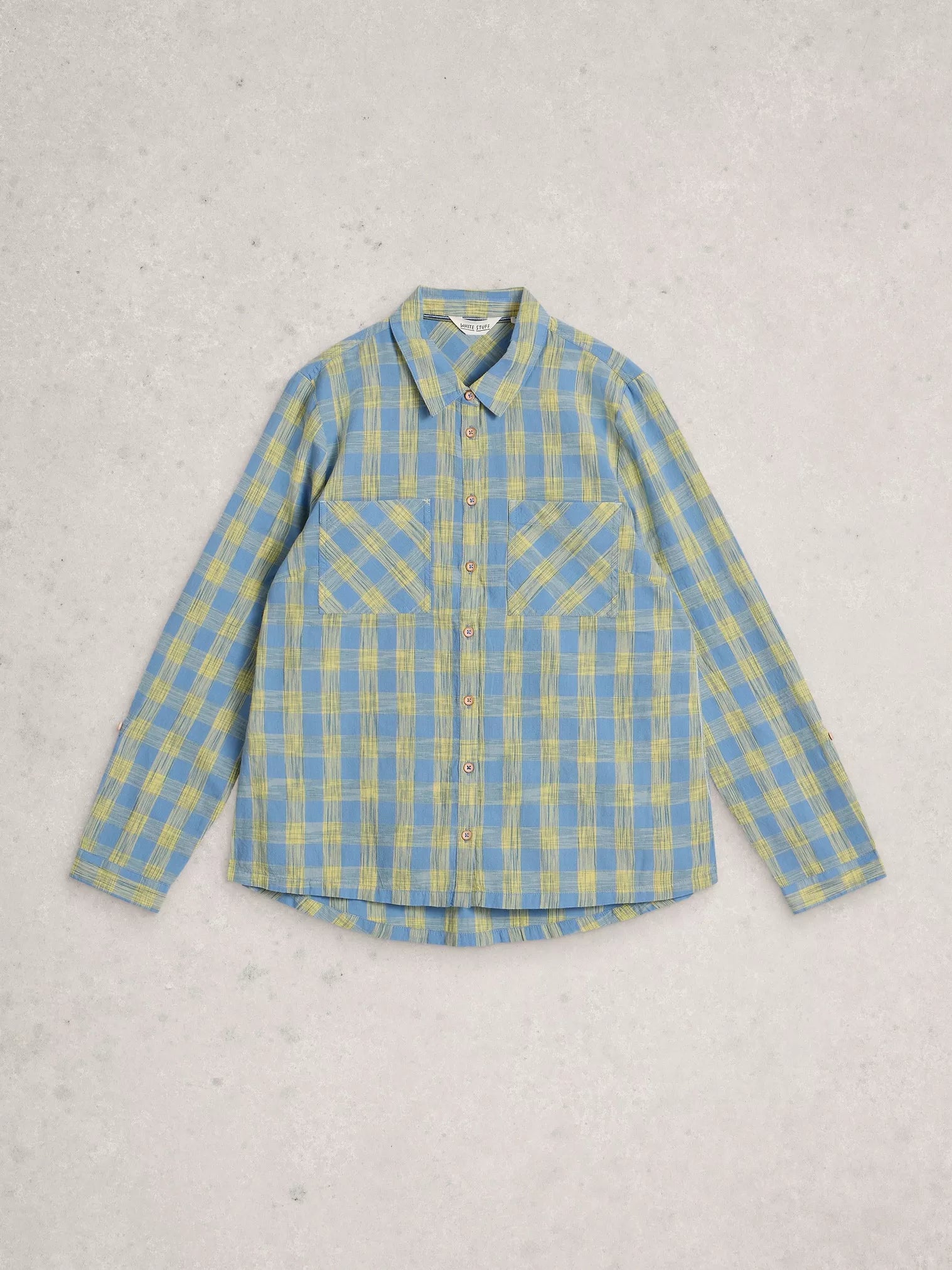 White Stuff Sophie Organic Check Shirt Blue Multi