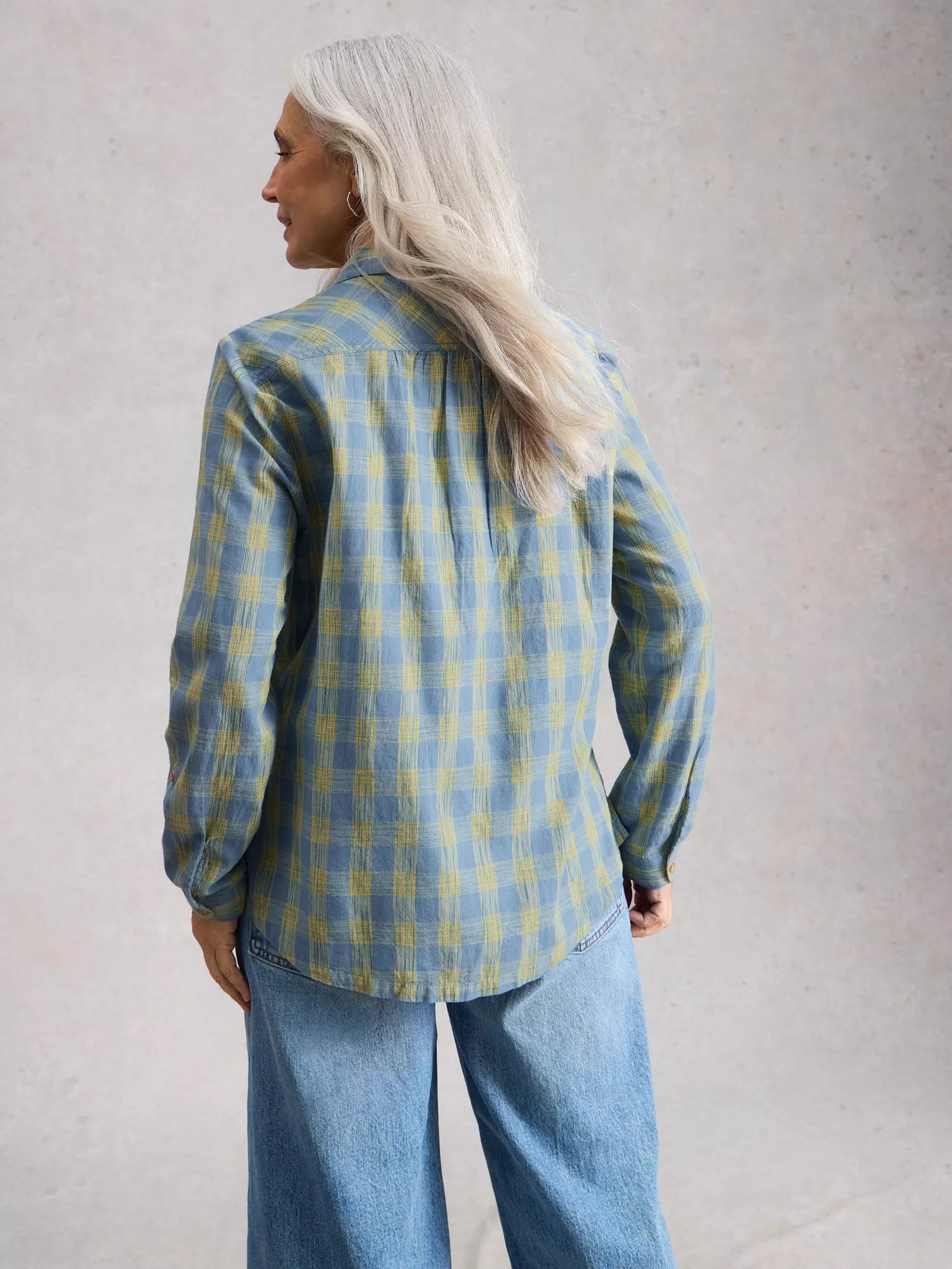 White Stuff Sophie Organic Check Shirt Blue Multi