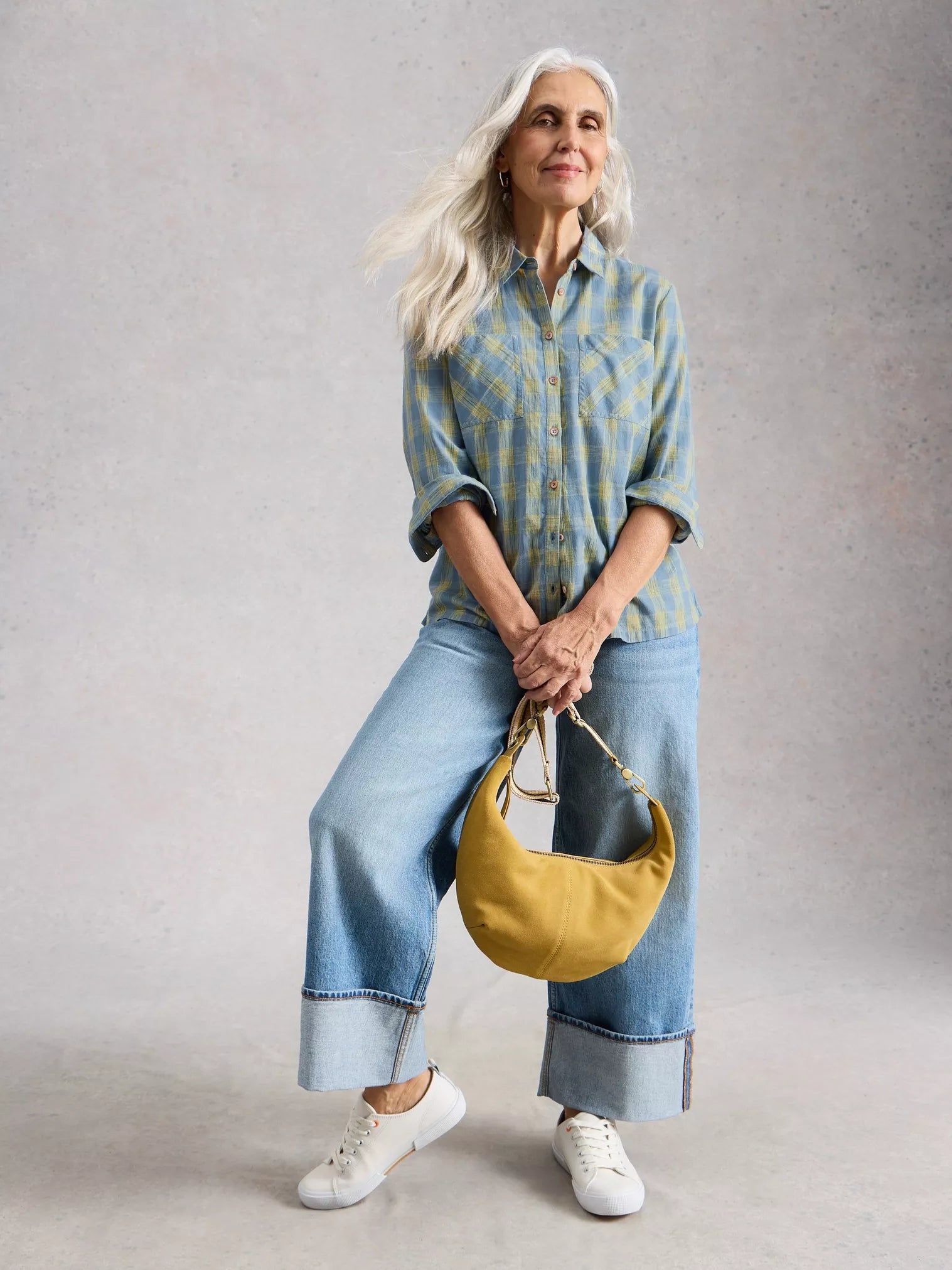 White Stuff Sophie Organic Check Shirt Blue Multi