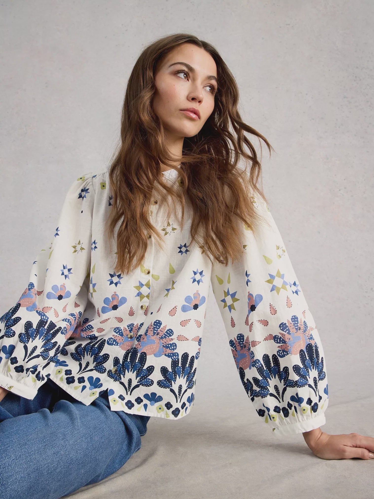 White Stuff Lana Top Ivory Multi