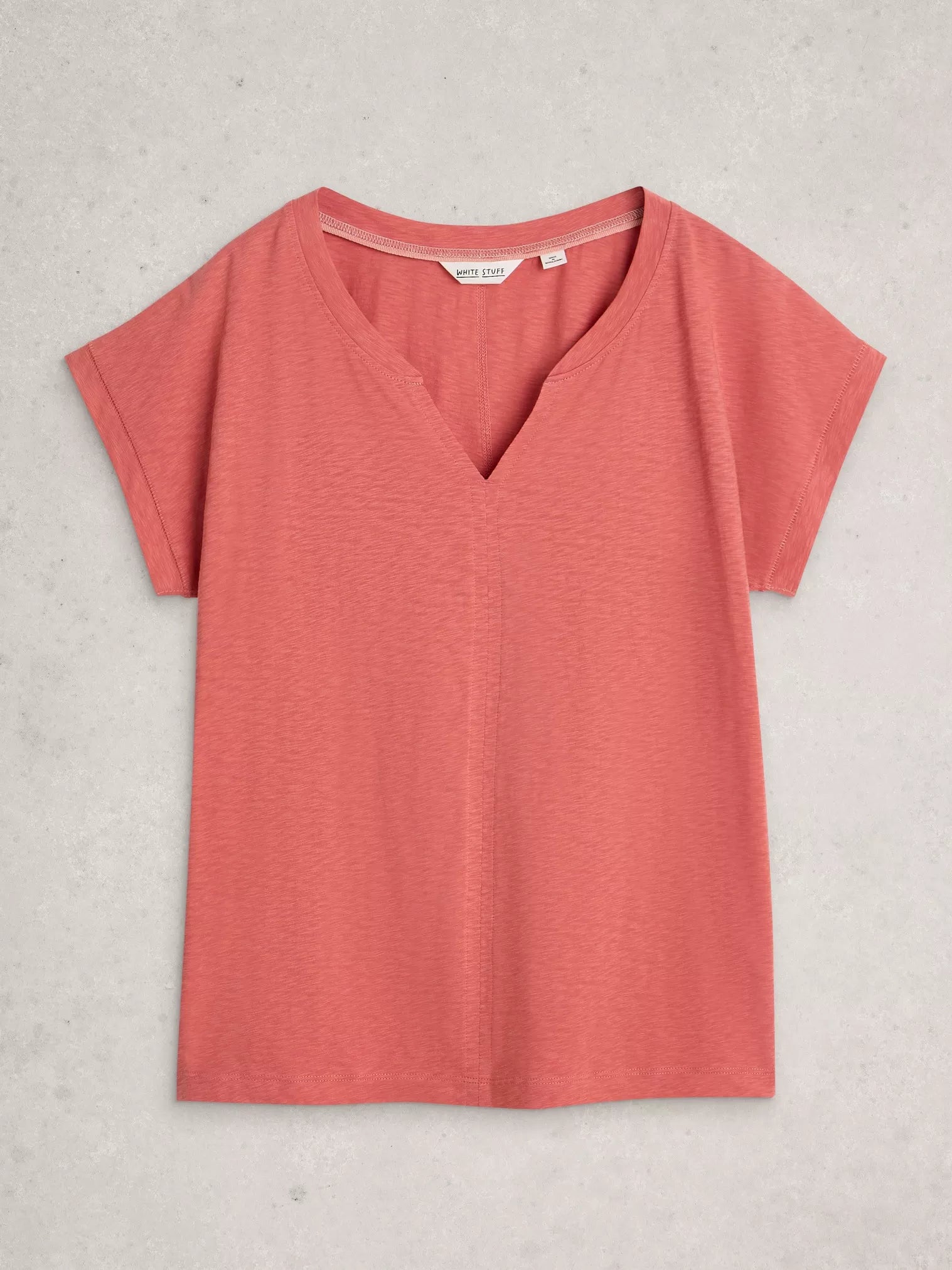 White Stuff Nelly Notch Neck Tee Mid Pink
