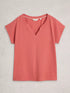 White Stuff Nelly Notch Neck Tee Mid Pink