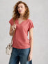 White Stuff Nelly Notch Neck Tee Mid Pink