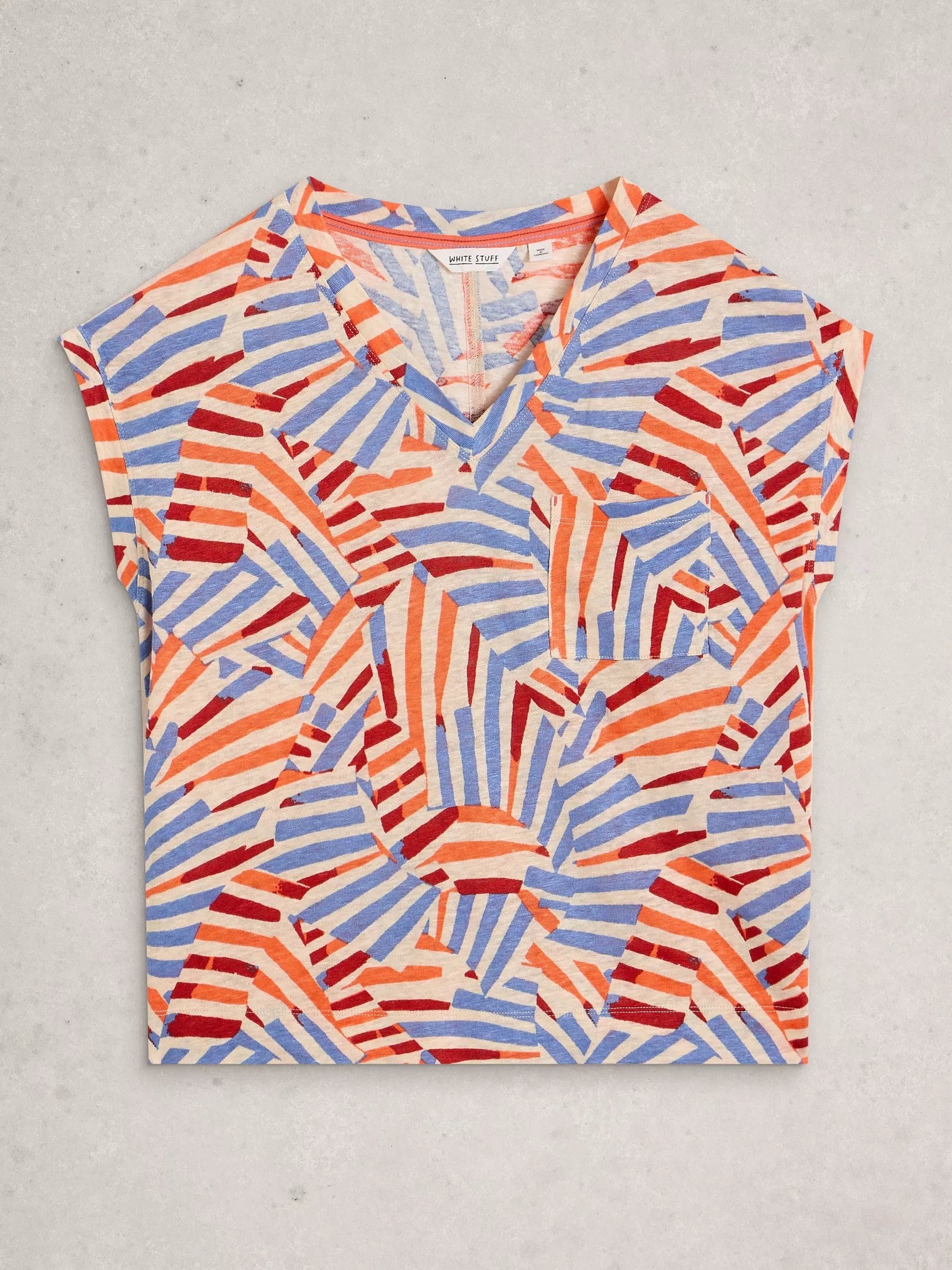 White Stuff Iris Linen Tee Natural Multi