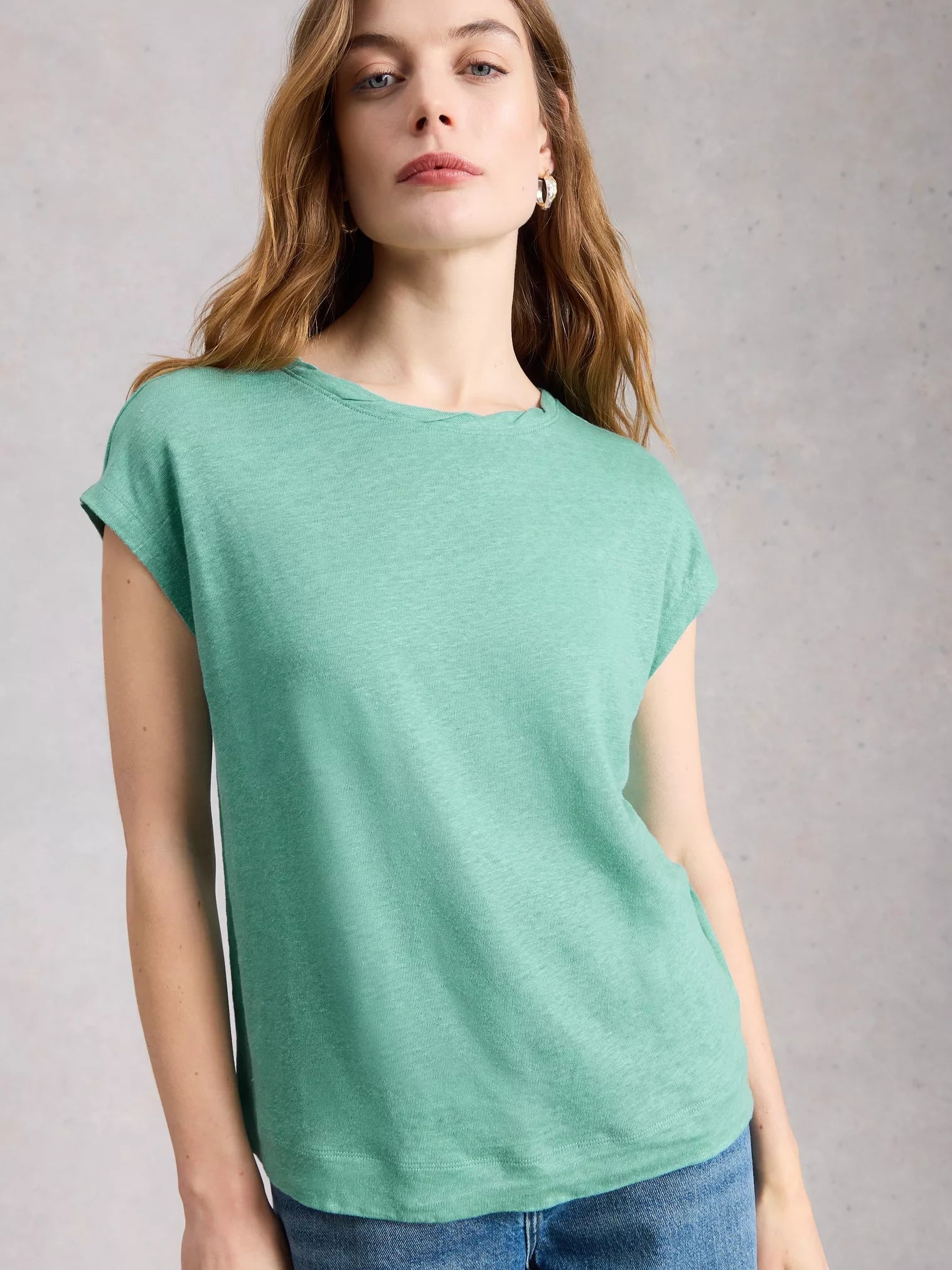 White Stuff Rowan Linen Tee Mid Teal