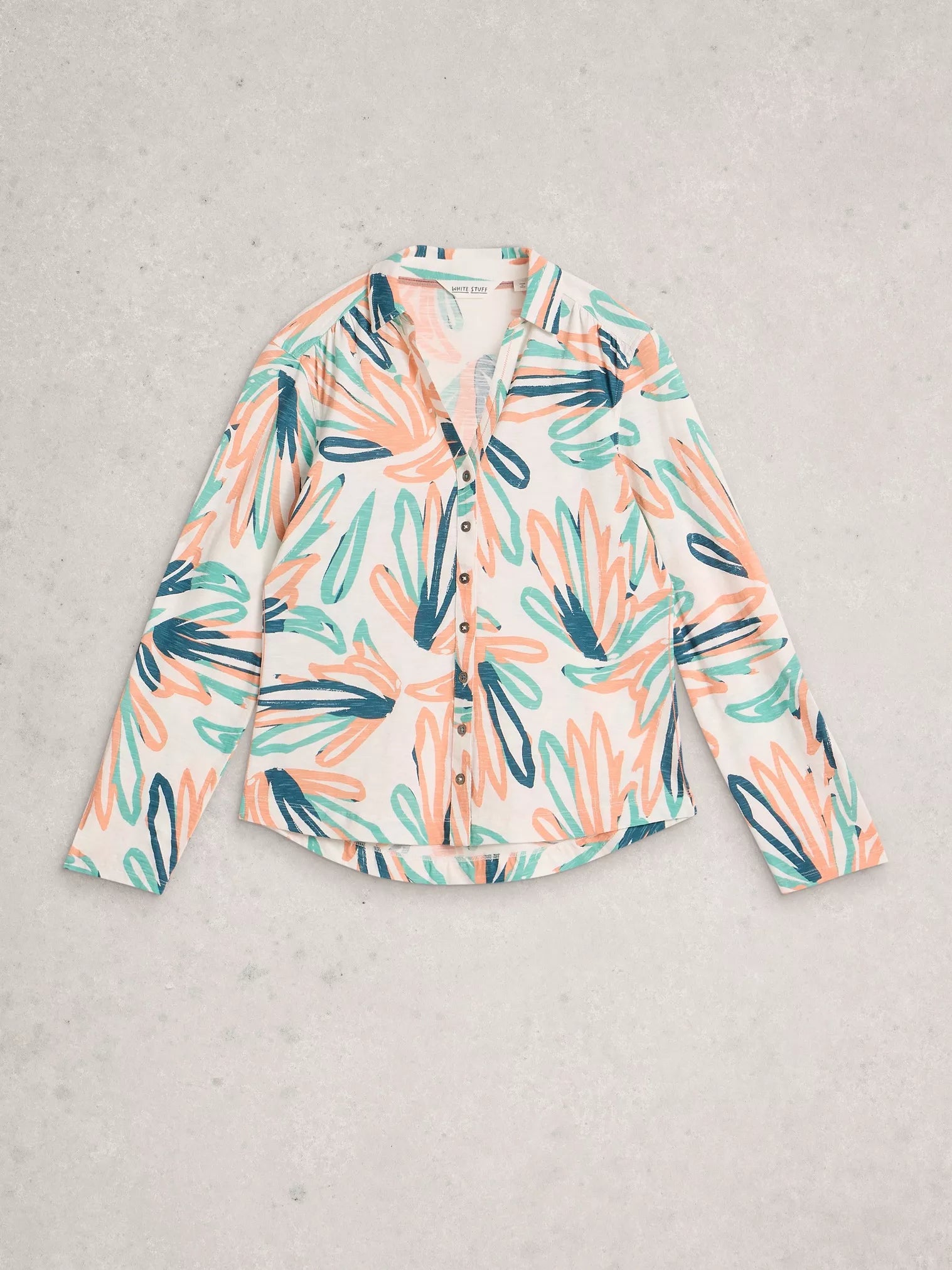 White Stuff Annie Jersey Shirt Ivory Print