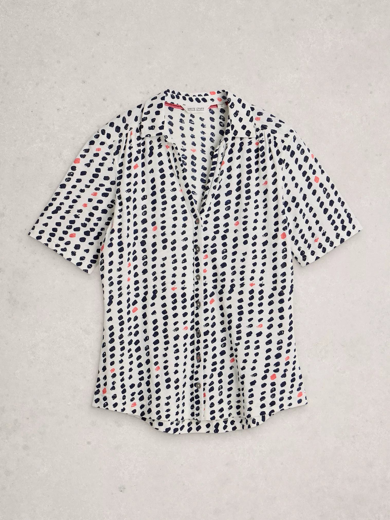 White Stuff Annie Short Sleeve Jersey Shirt Ivory Print