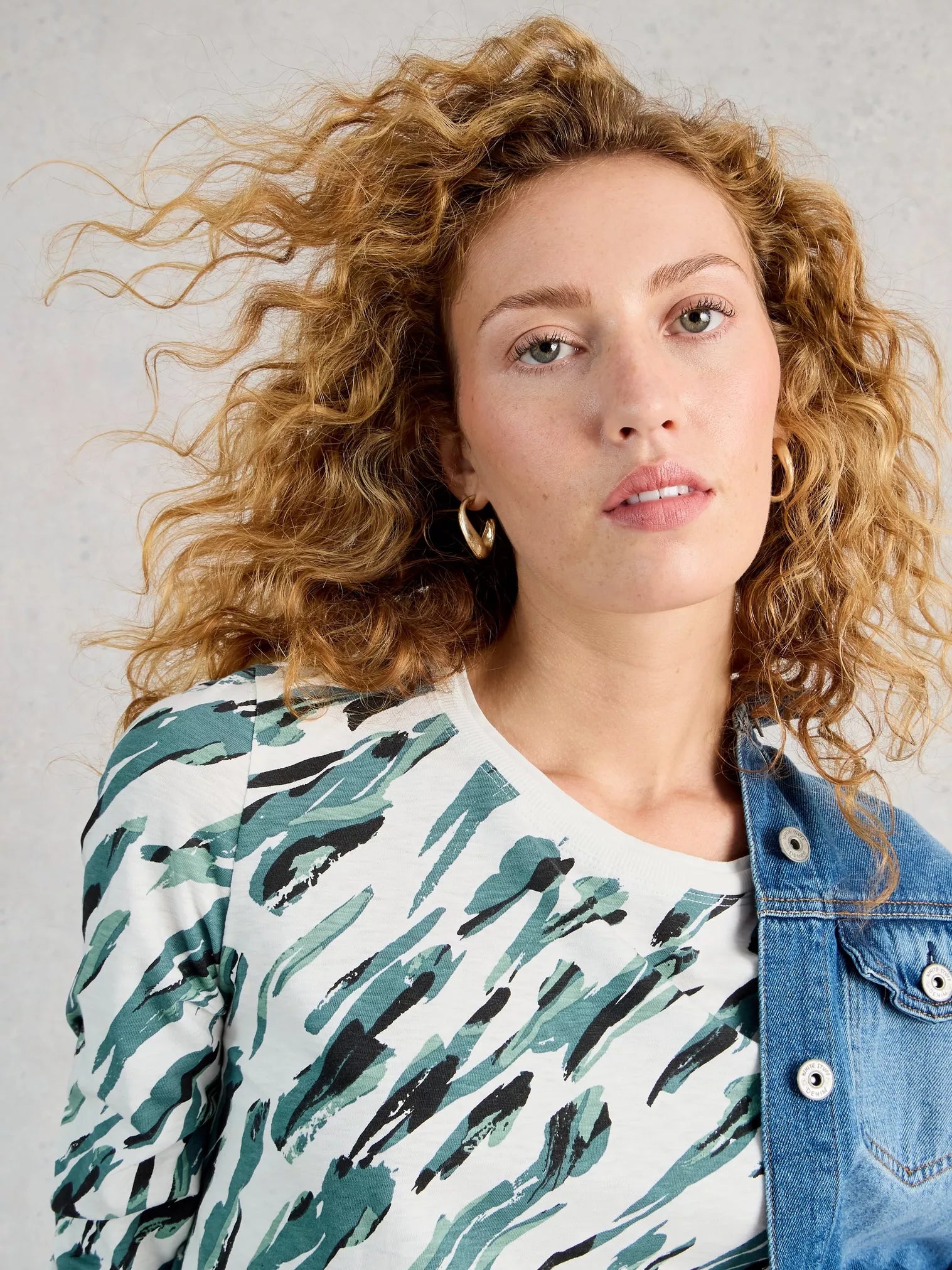 White Stuff Clara Long Sleeve Tee Ivory Print