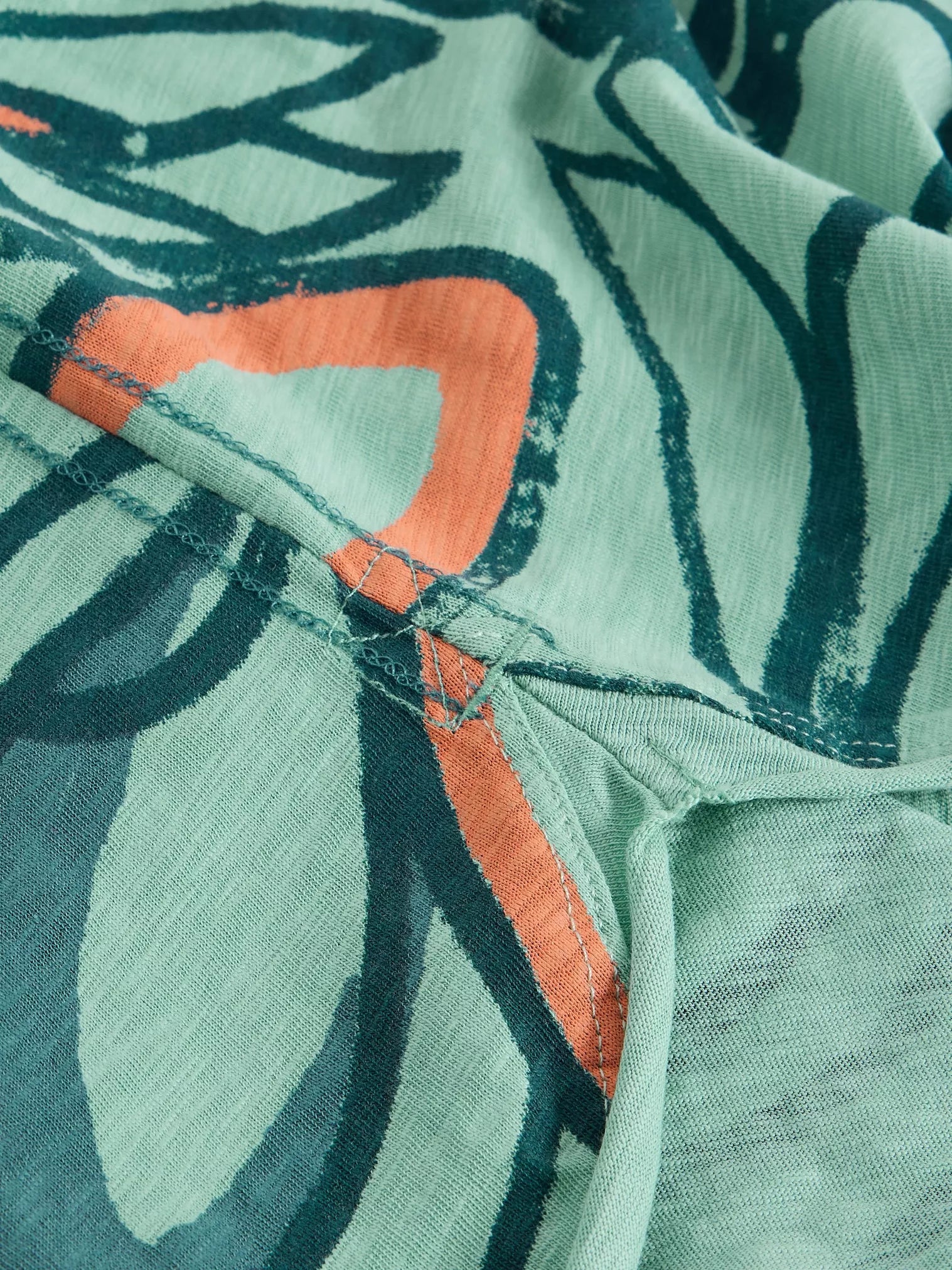 White Stuff Clara Long Sleeve Tee Teal Print