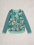 White Stuff Clara Long Sleeve Tee Teal Print
