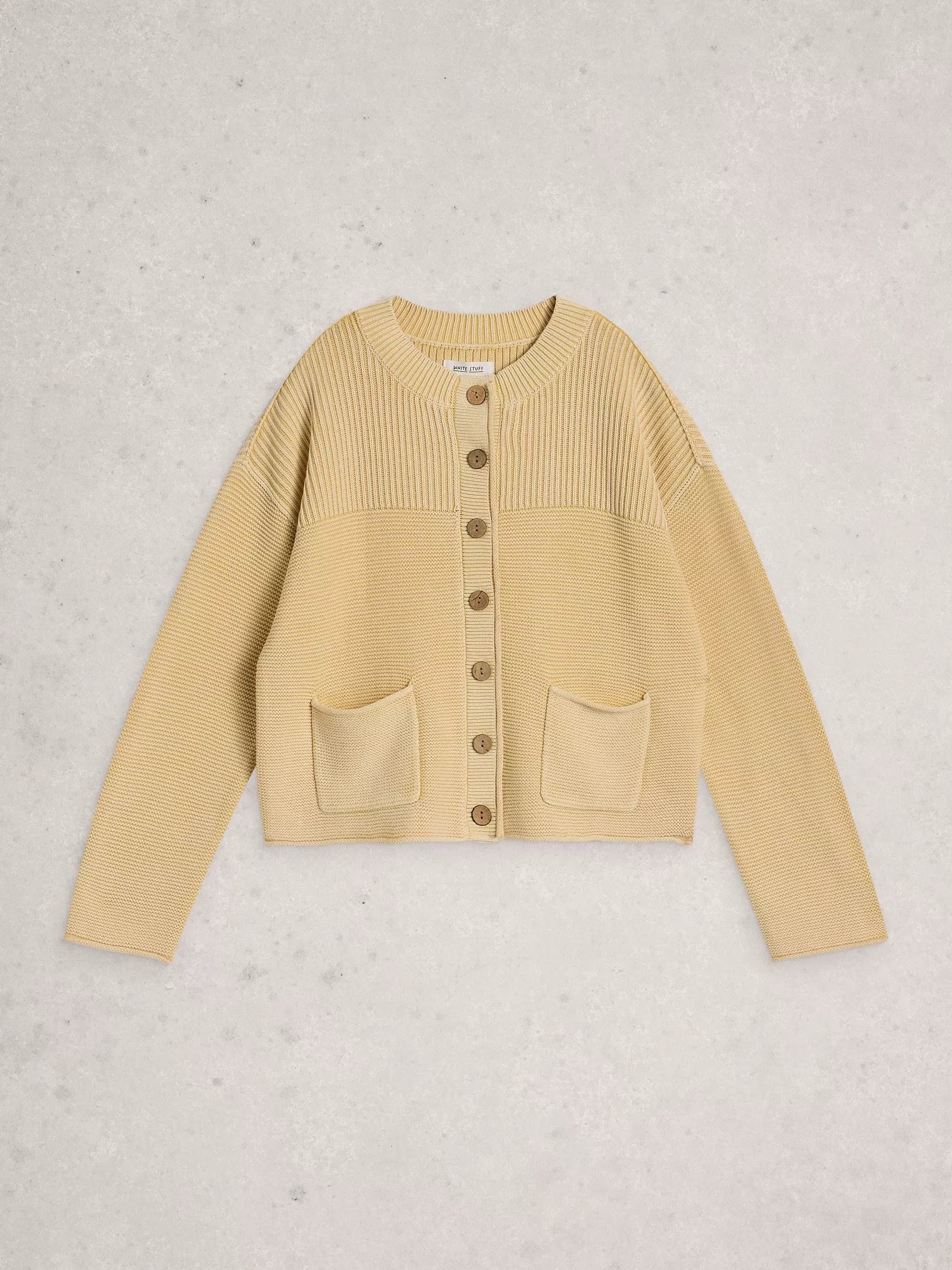 White Stuff Gigi Washed Cardi Light Yellow