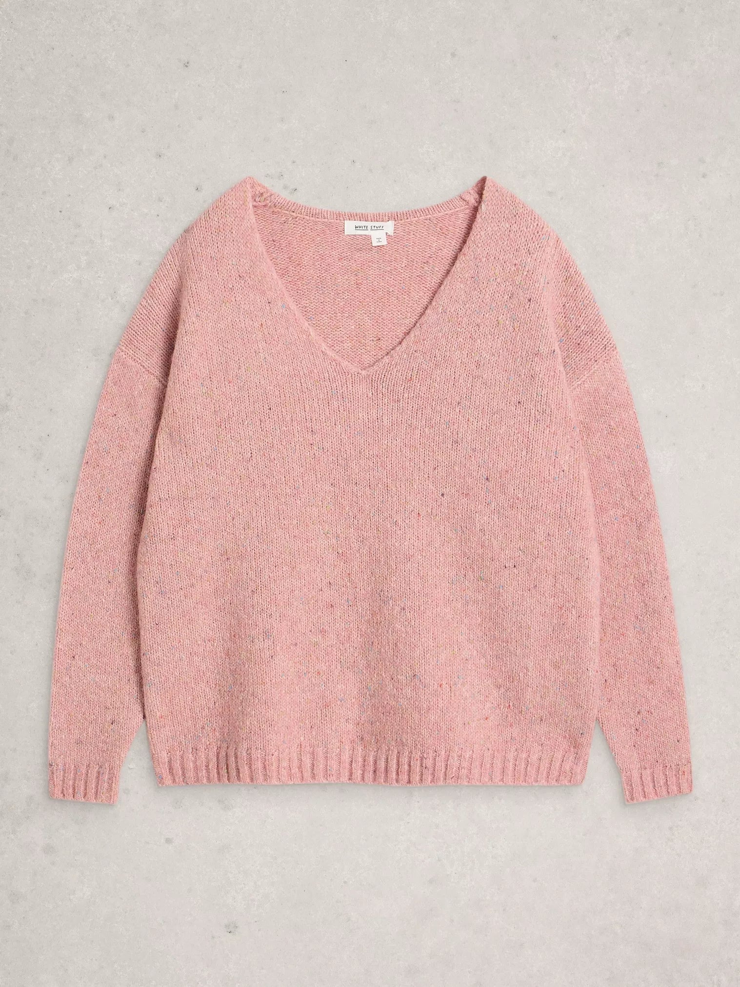 White Stuff Tamara Texture V Neck Mid Pink