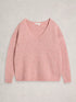 White Stuff Tamara Texture V Neck Mid Pink