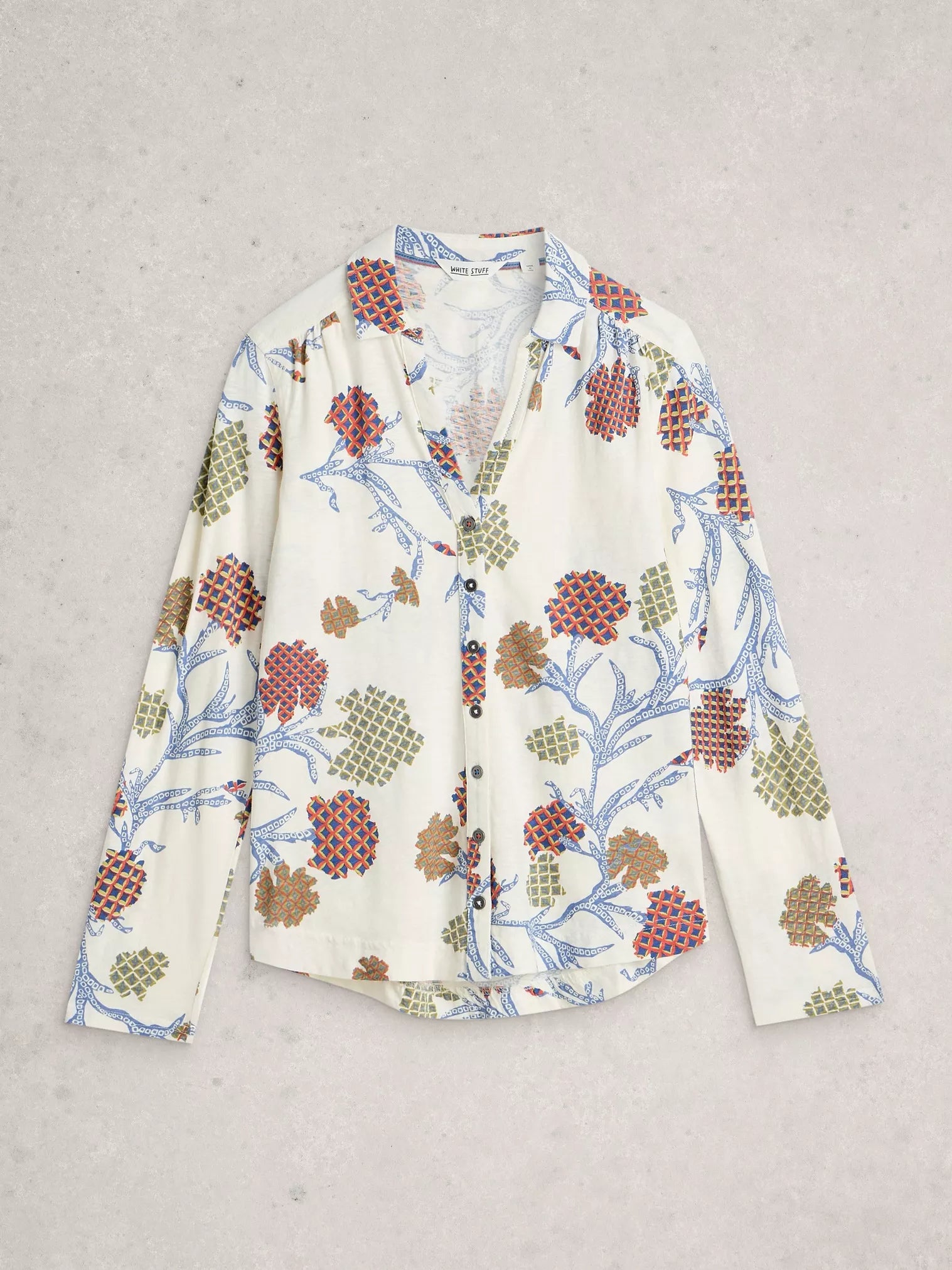 White Stuff Annie Jersey Shirt Ivory Multi.