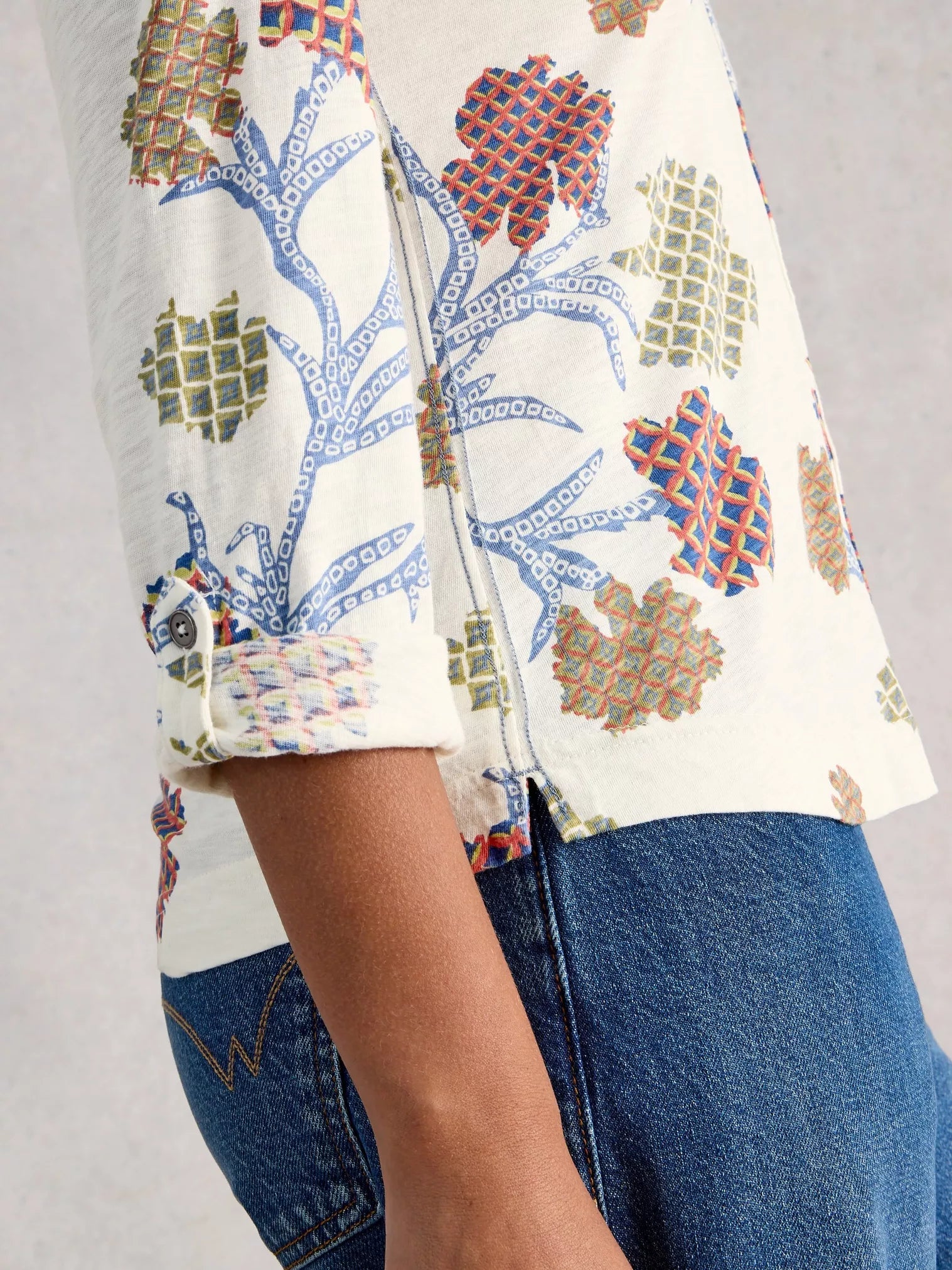 White Stuff Annie Jersey Shirt Ivory Multi.