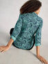 White Stuff Annie Jersey Shirt Teal Print