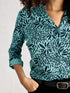 White Stuff Annie Jersey Shirt Teal Print