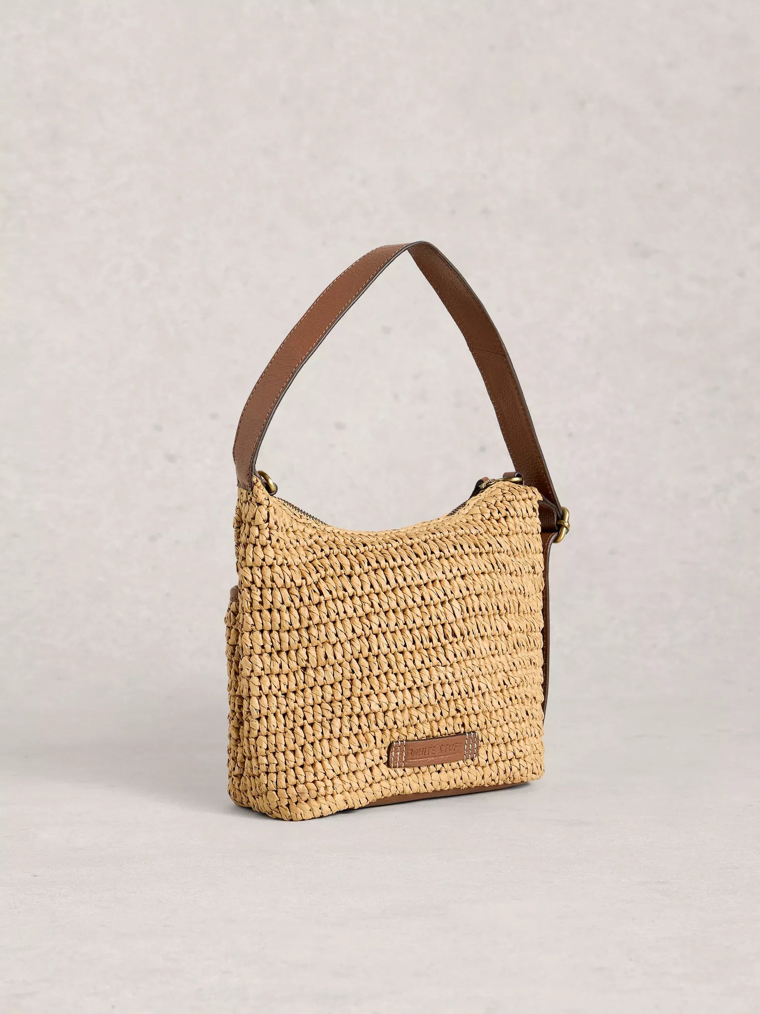 White Stuff Mini Sophia Raffia Crossbody Dark Natural