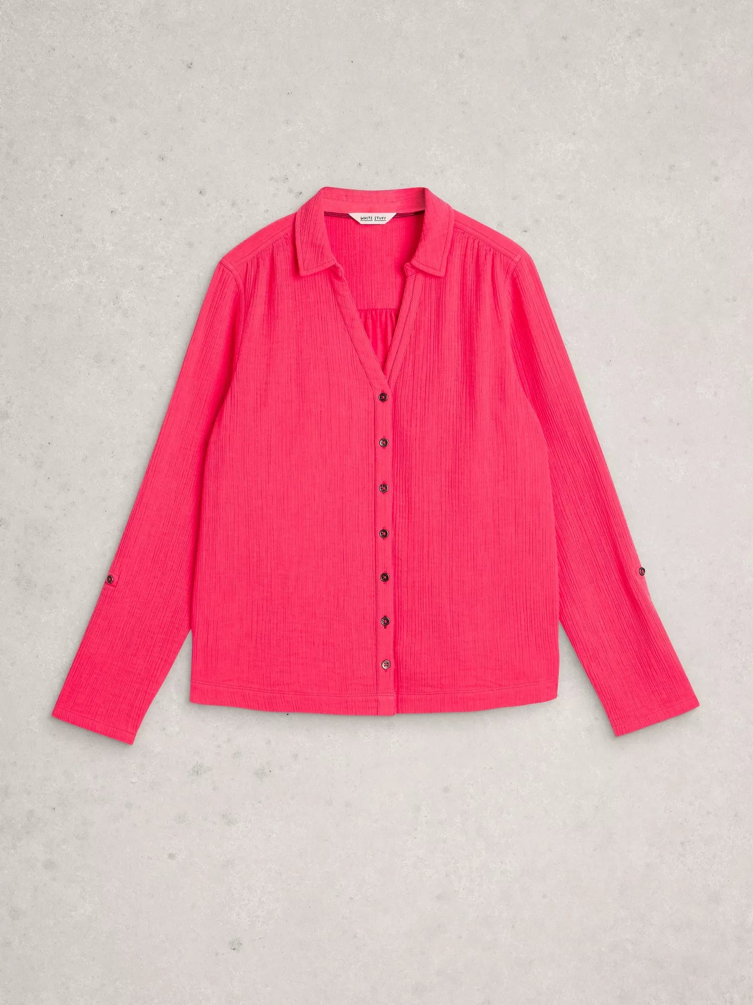 White Stuff Annie Double Cloth Shirt Bright Pink