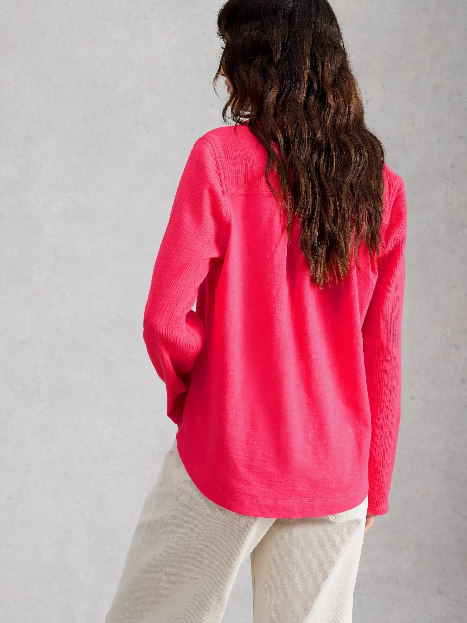 White Stuff Annie Double Cloth Shirt Bright Pink