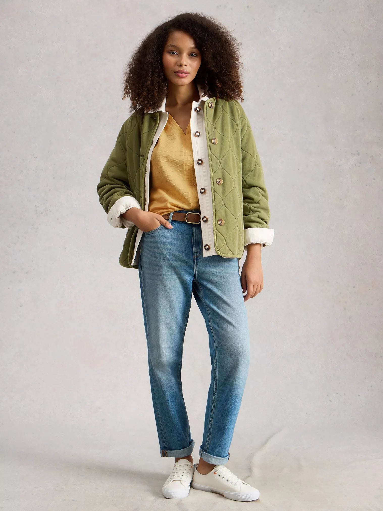 White Stuff Nelly Notch Texture Tee Light Yellow