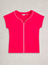 White Stuff Nelly Plain Embroidered Tee Bright Pink