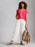 White Stuff Nelly Plain Embroidered Tee Bright Pink