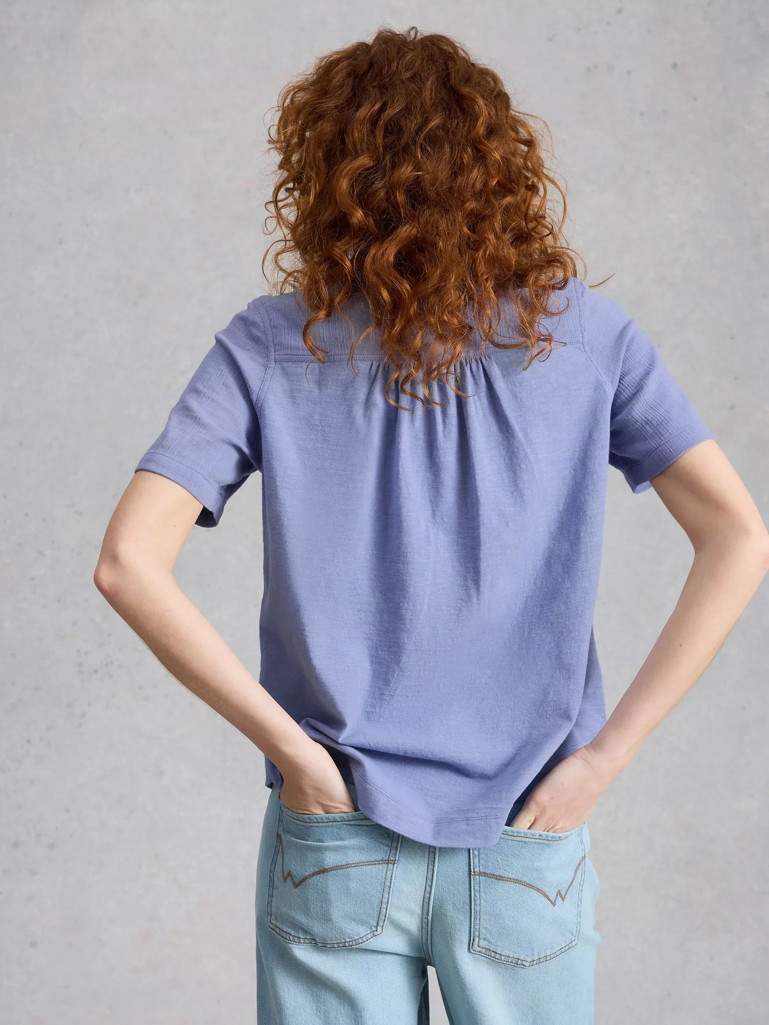 White Stuff Annie Short Sleeve Double Cloth Shirt Light Blue